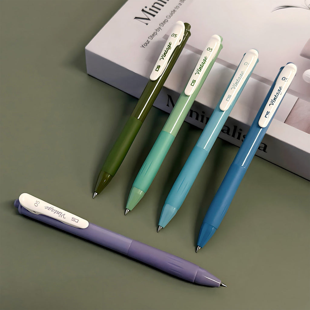 Wrapables Multi-Color Retractable Gel Pen Set (5 pack), 0.5mm Fine Point, for Writing, Journaling, Drawing, Home and Office, Cool Artic - Image 5