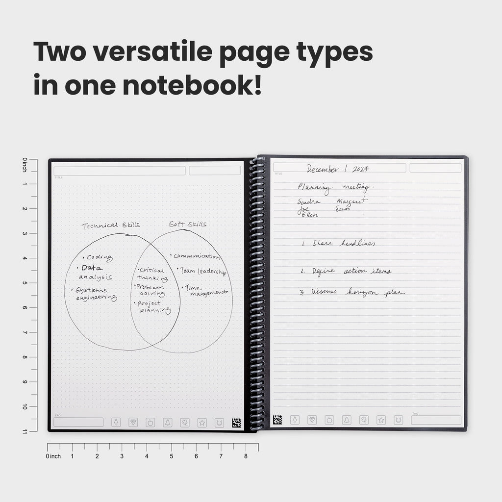 Core Smart Spiral Notebook, Dot-Grid and Lined Pages, 32 Pages, 8.5 x 11", Black - Image 3
