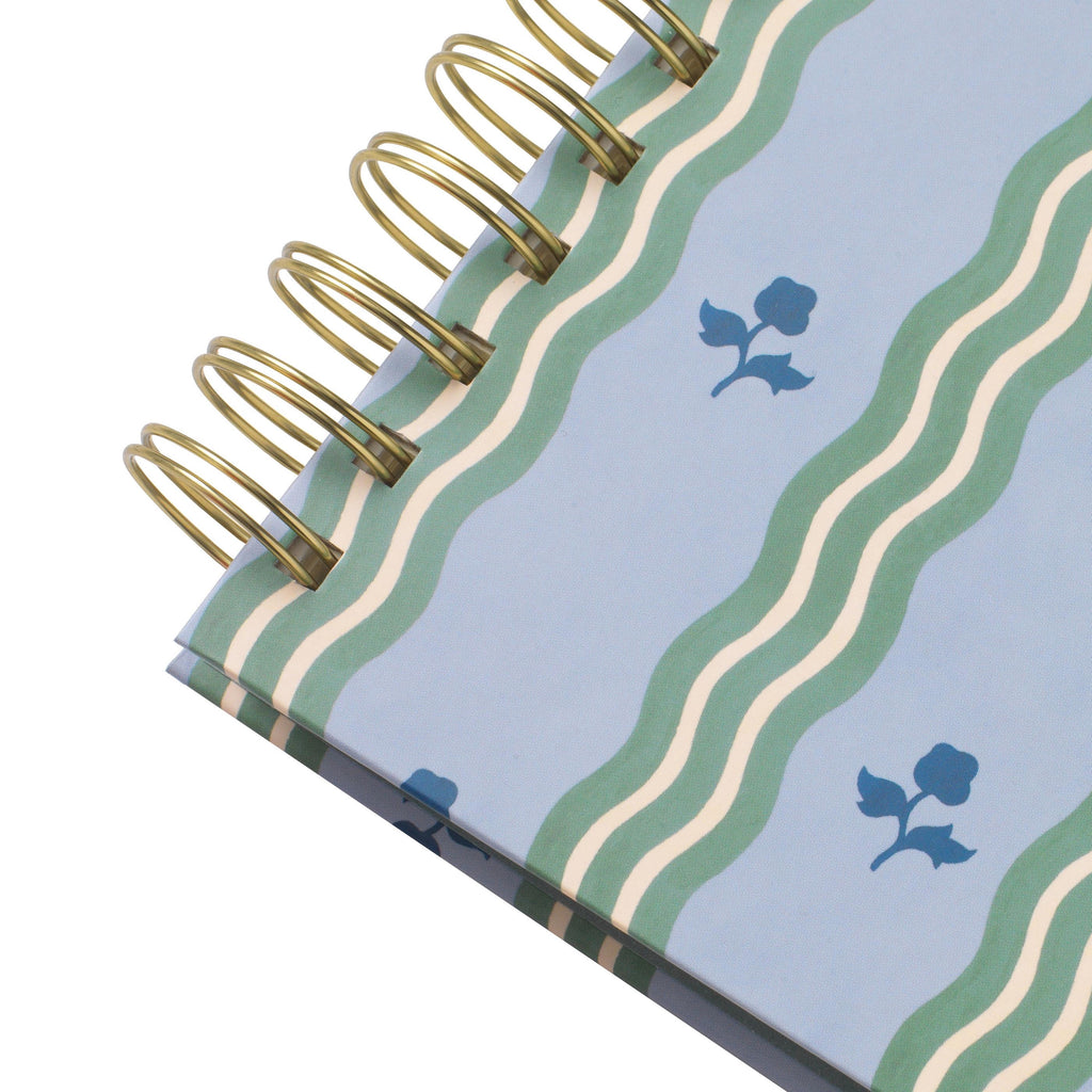 Papier To Go, College Ruled, Lined Notebook, Spiral, Hardcover, B5 Size - 7.1"" x 10"" inches, Stripe and Floral Print - Ric Rac, Blue - Image 4