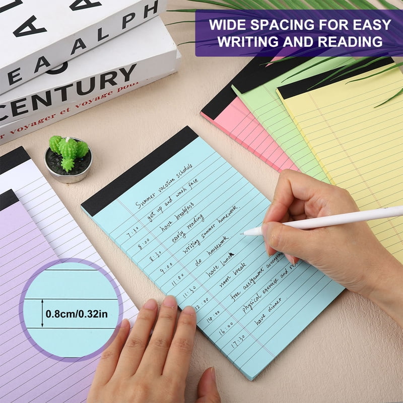 6 Pcs Colored Legal Pads, Colored Writing Pads 5*8 Inch, 50 Sheets Wide Legal Ruled, Note Pads, Notepads Thick Paper ... - Image 2