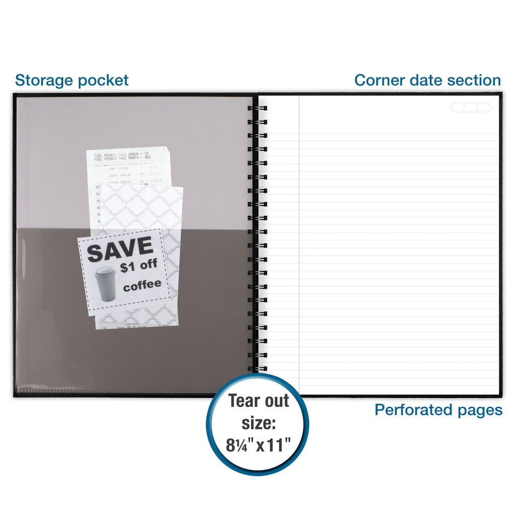 Cambridge Limited Legal Ruled Business Notebook with Pocket, 8" x 11", Black, Hardcover, Wirebound, 96 Sheets - Image 5