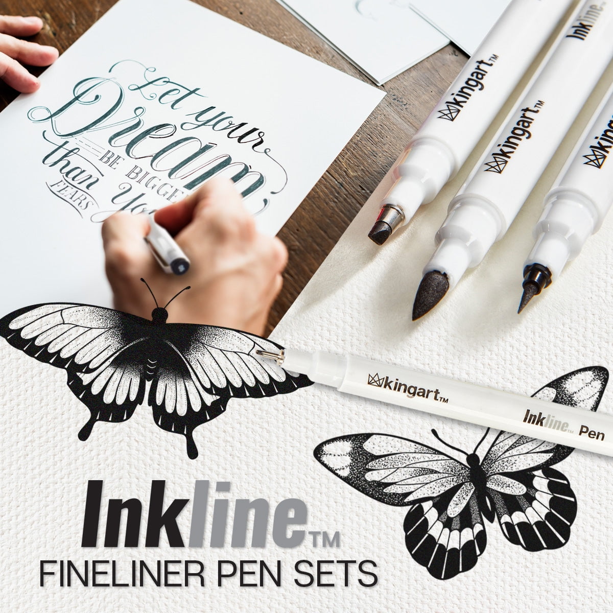 Inkline Fine Line Art & Graphic Pens, Archival Japanese Ink, Set of 16 Unique Nibs - Image 3