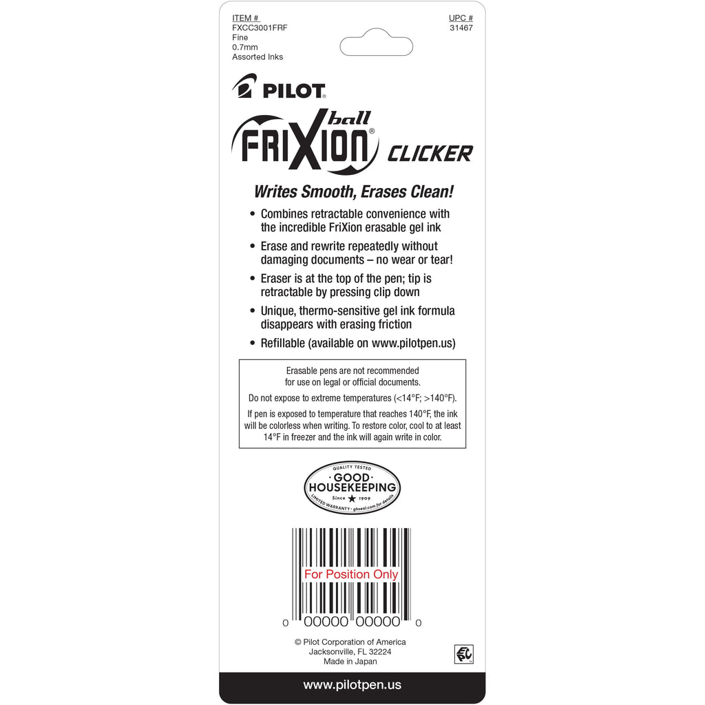 (3 pack) FriXion Clicker Erasable Gel Pens, Fine Point, Assorted Ink, 3 Count - Image 4