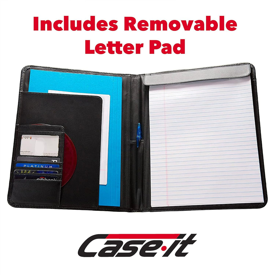 Leatherette Padfolio wh Wring Pad, Black, Pad-30 - Image 3