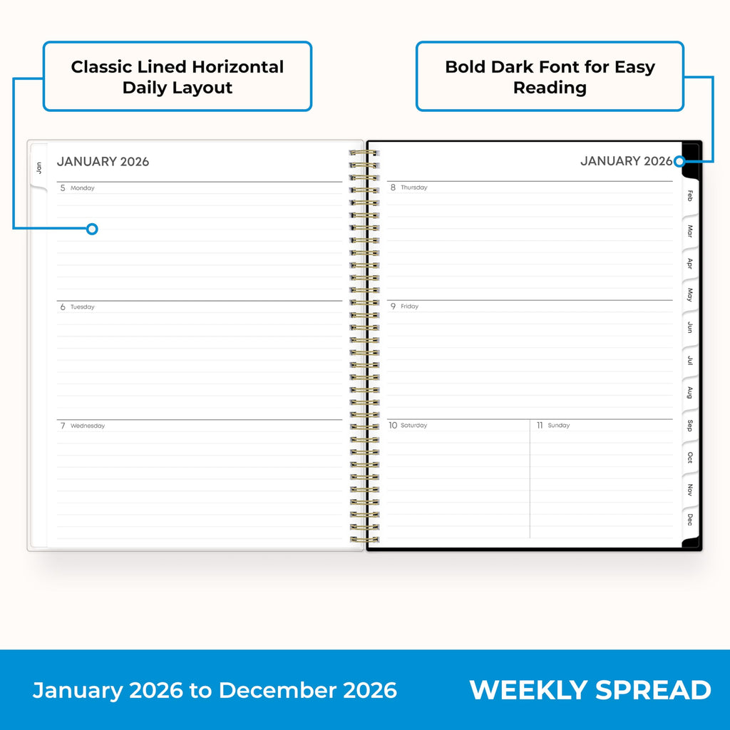 2026 Weekly and Monthly Planner Calendar, January 2026 - December 2026, 8.5" x 11", Clear Pocket Cover, Laminated Tab... - Image 3
