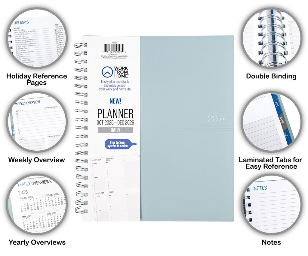 WorkfromHomeDaily Planner Large(8.5x 11) Teal15-MonthOct2025-Dec 2026 - Image 2
