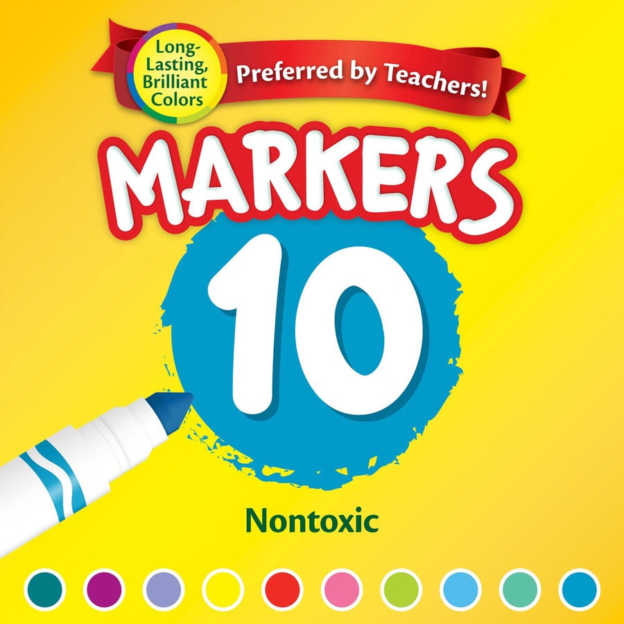 Markers, Assorted Bright and Bold Colors, Set of 10 - Image 3