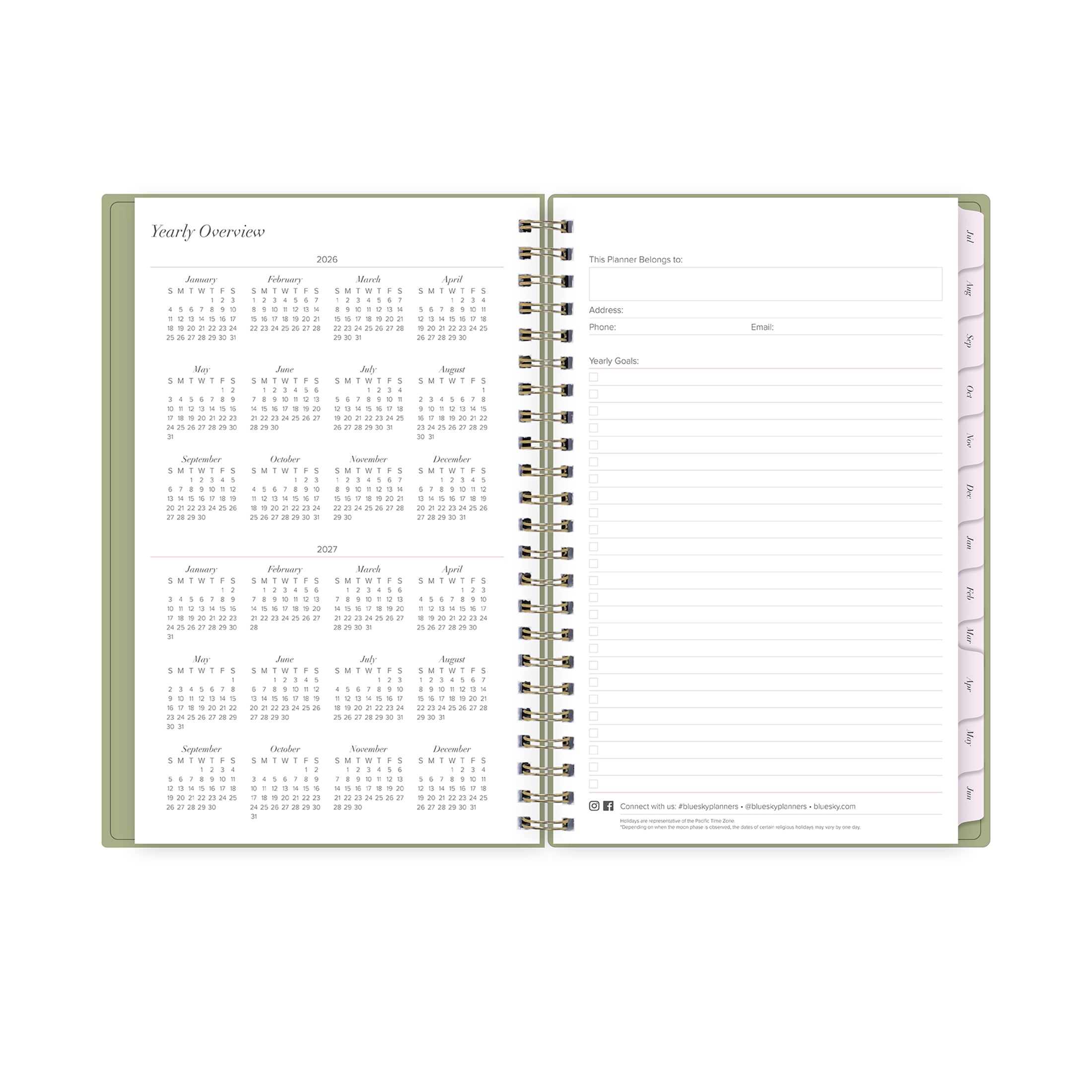Monthly Weekly Planner, 5" x 8", Simple Sage 15-Month (April 2026 - June 2027) - Image 6