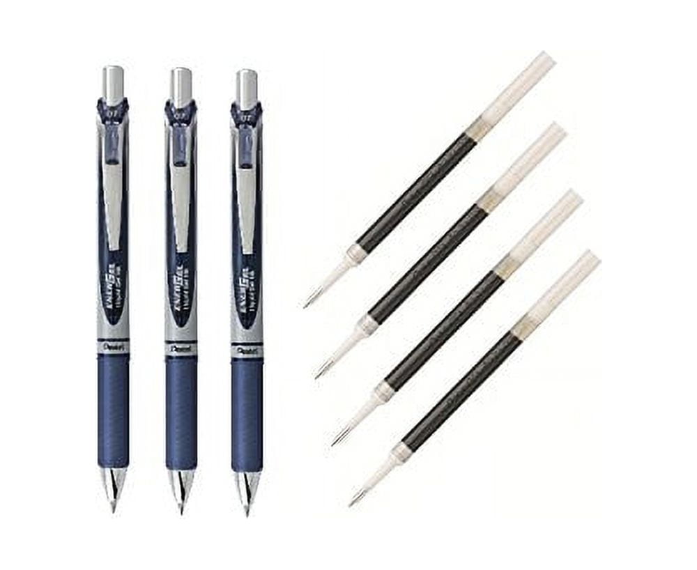 Pentel EnerGel Deluxe RTX Liquid Gel Ink Pen Set Kit, Pack of 3 with 4 Refills (Navy Blue - 0.7mm) - Image 3