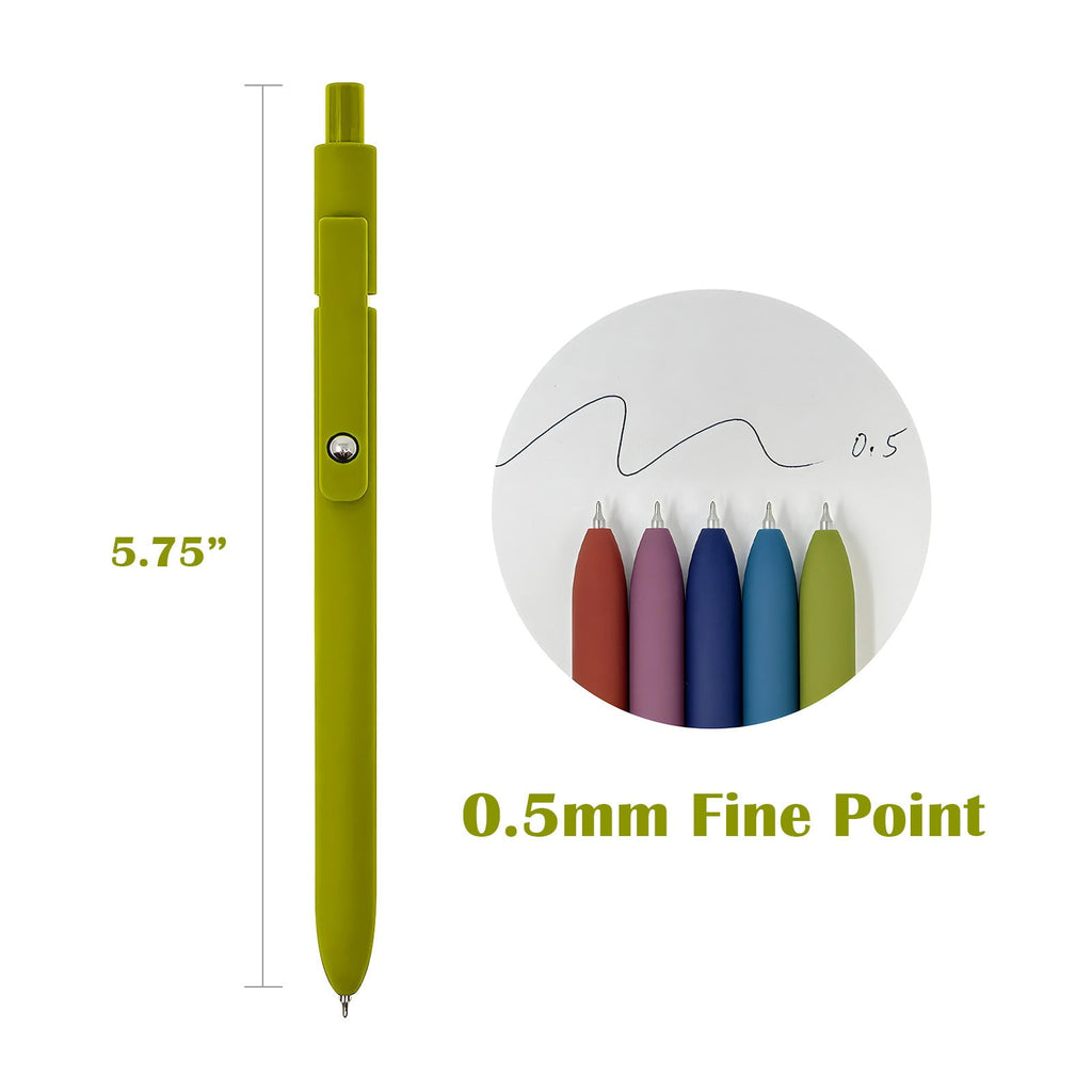 Wrapables Smooth Retractable Black Ink Gel Pens, 0.5mm Fine Point, for Home Office Work (Set of 5), Oceanic - Image 2