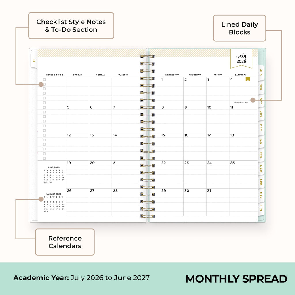 2026-2027 Weekly and Monthly Academic Year Planner Calendar, July 2026 - June 2027, 5" x 8", Flexible Cover, Laminate... - Image 4