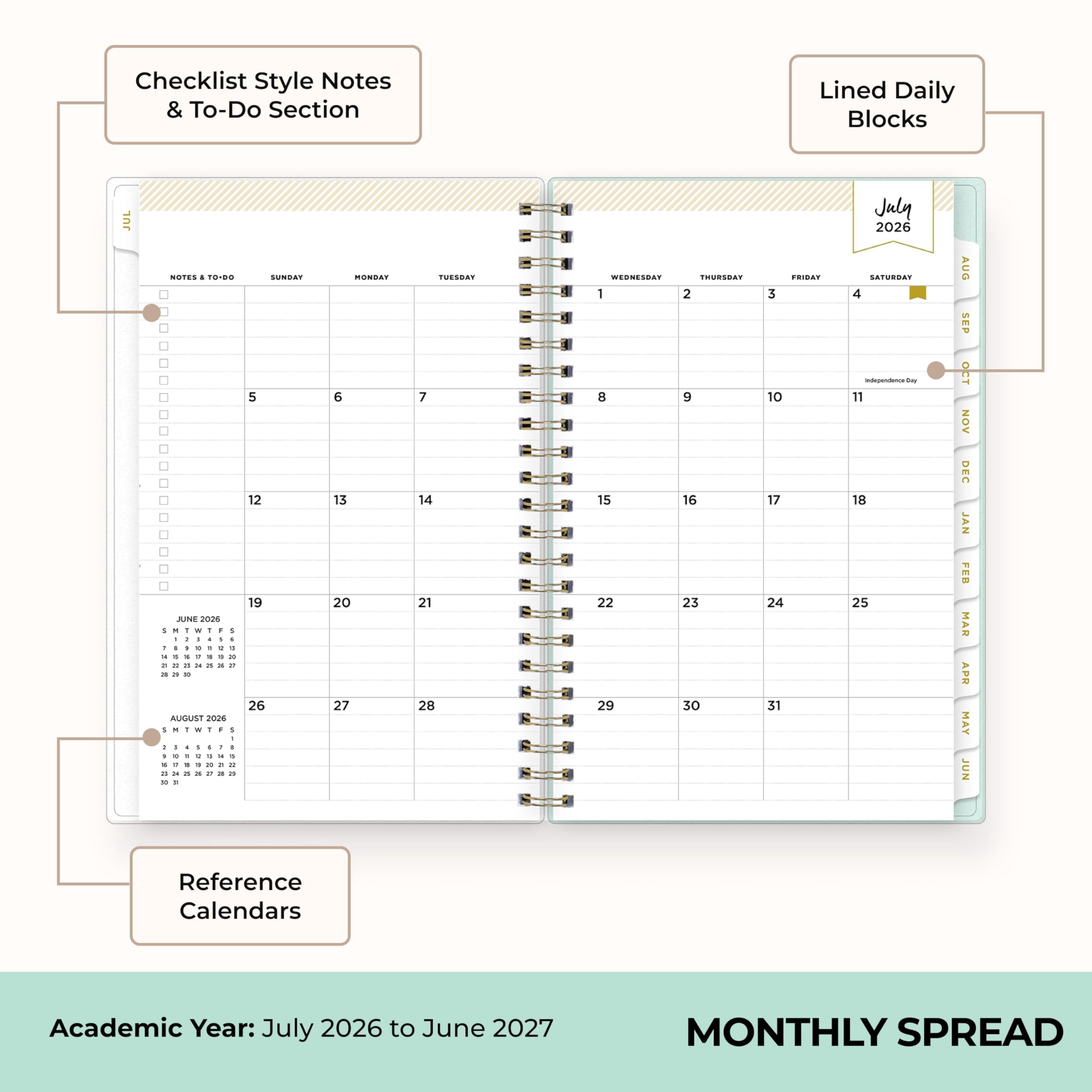 2026-2027 Weekly and Monthly Academic Year Planner Calendar, July 2026 - June 2027, 5" x 8", Flexible Cover, Laminate... - Image 4