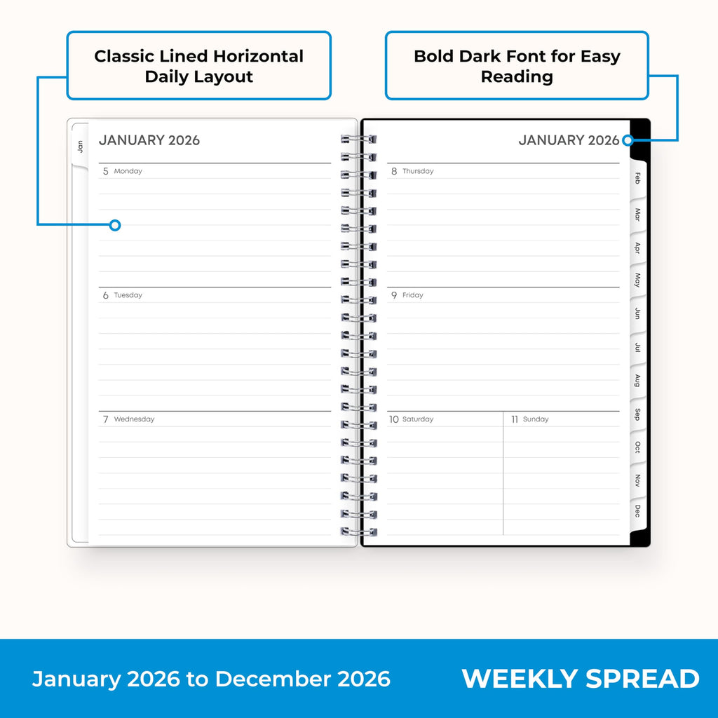 Blue Sky 2026 Weekly and Monthly Planner Calendar, January 2026 - December 2026, 5" x 8", Clear Pocket Cover, Laminated Tabs, Durable Twin W - Image 3