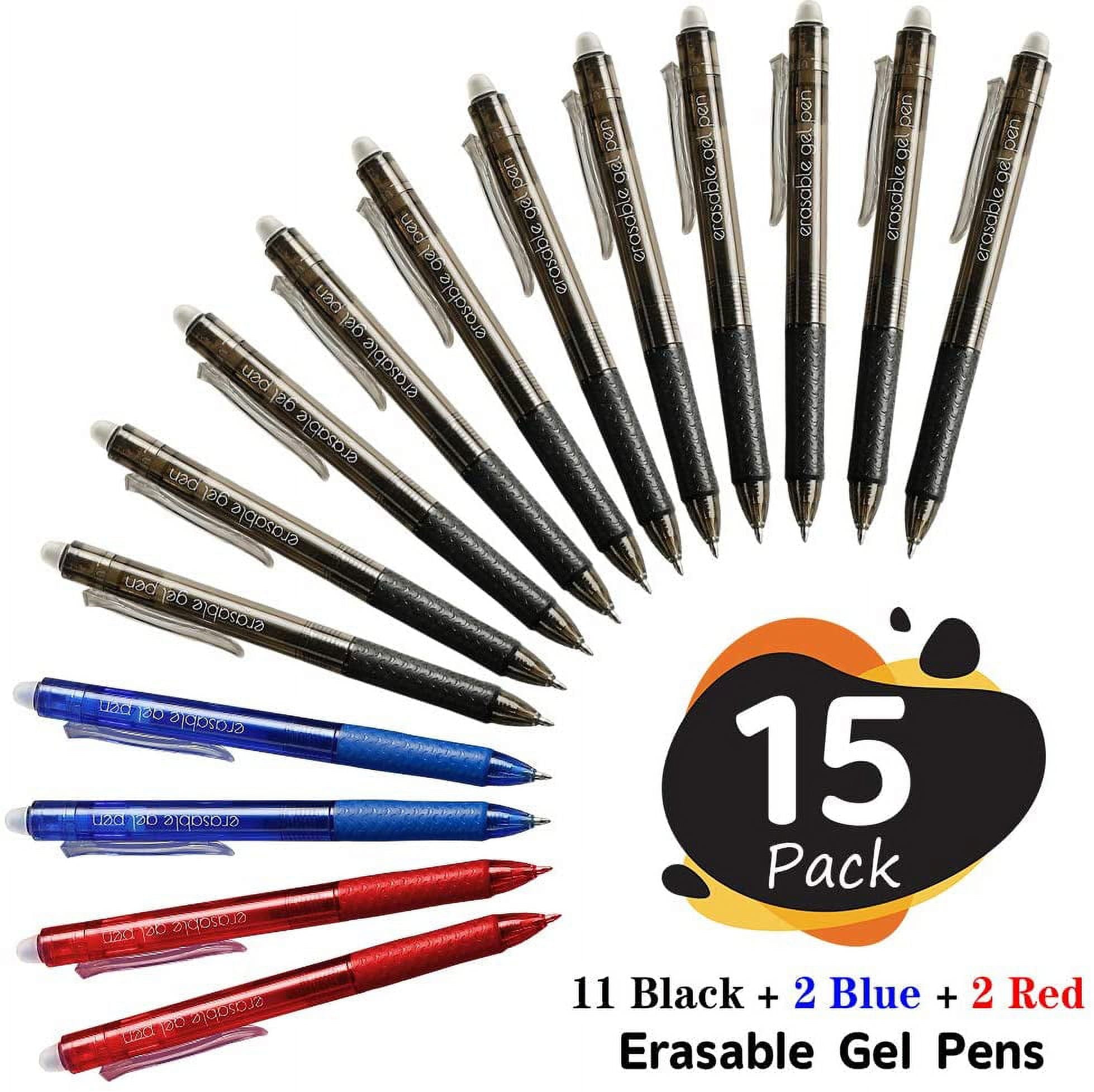Erasable Gel Pens, 15 Pack Retractable Erasable Pens Clicker, Fine Point, Make Mistakes Disappear, 11 Black 2 Blue 2 Red Inks for Writing Pl - Image 2