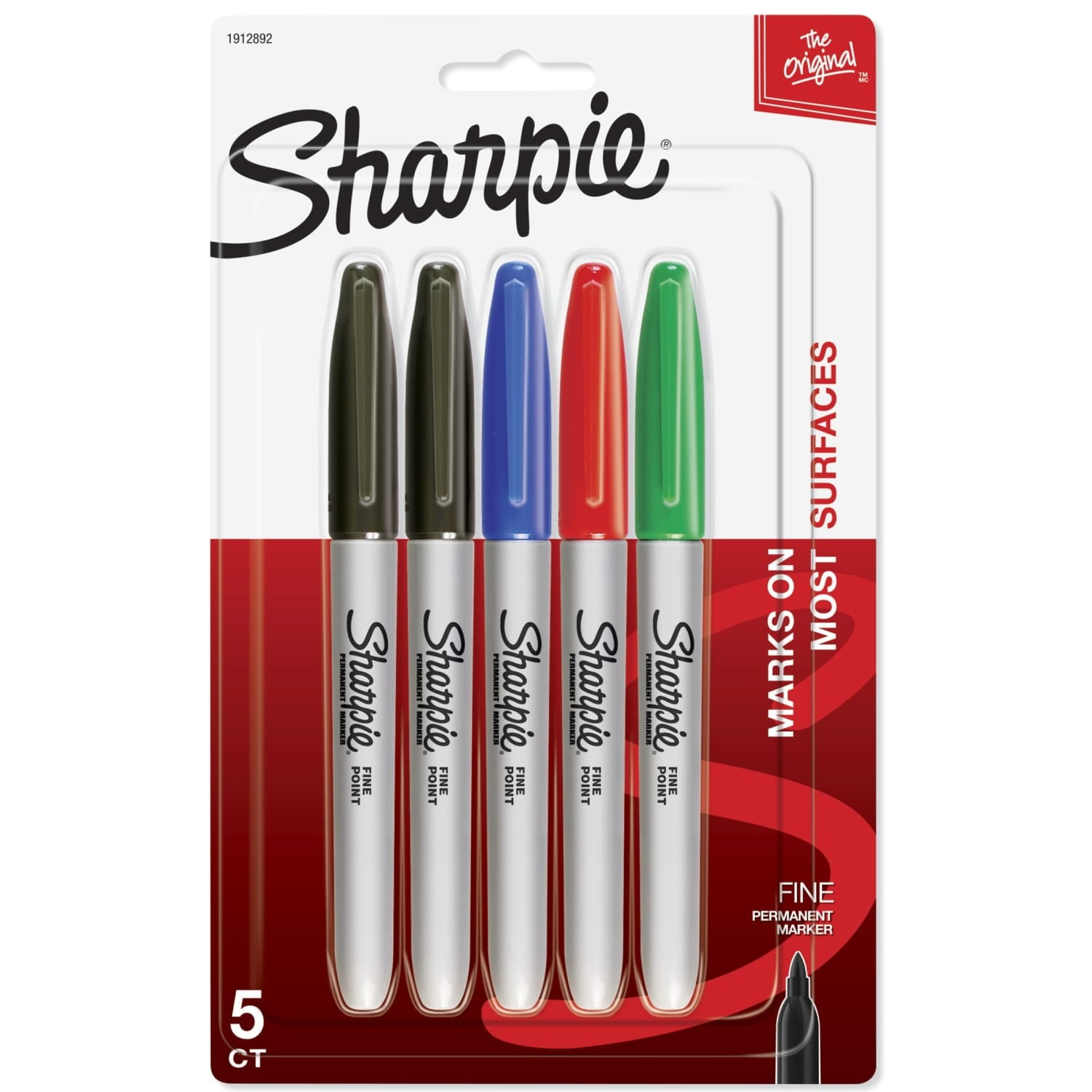 (3 pack) Permanent Markers, Fine Point, Assorted Colors, 5 Count - Image 2