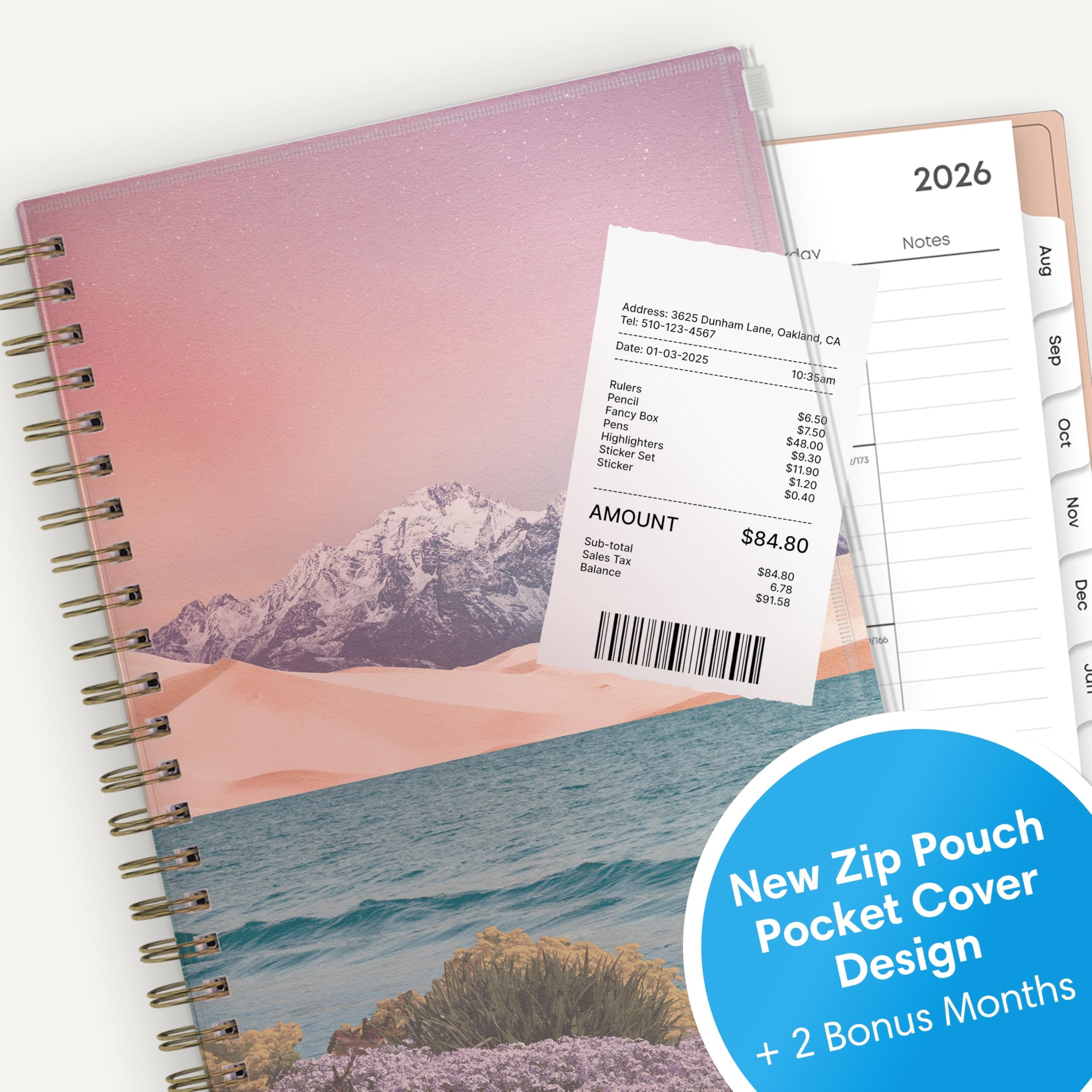 Blue Sky 2026-2027 Weekly and Monthly Academic Year Planner Calendar, July 2026 - June 2027, 5" x 8", Flexible Cover With Zip Pouch, Wirebou - Image 6
