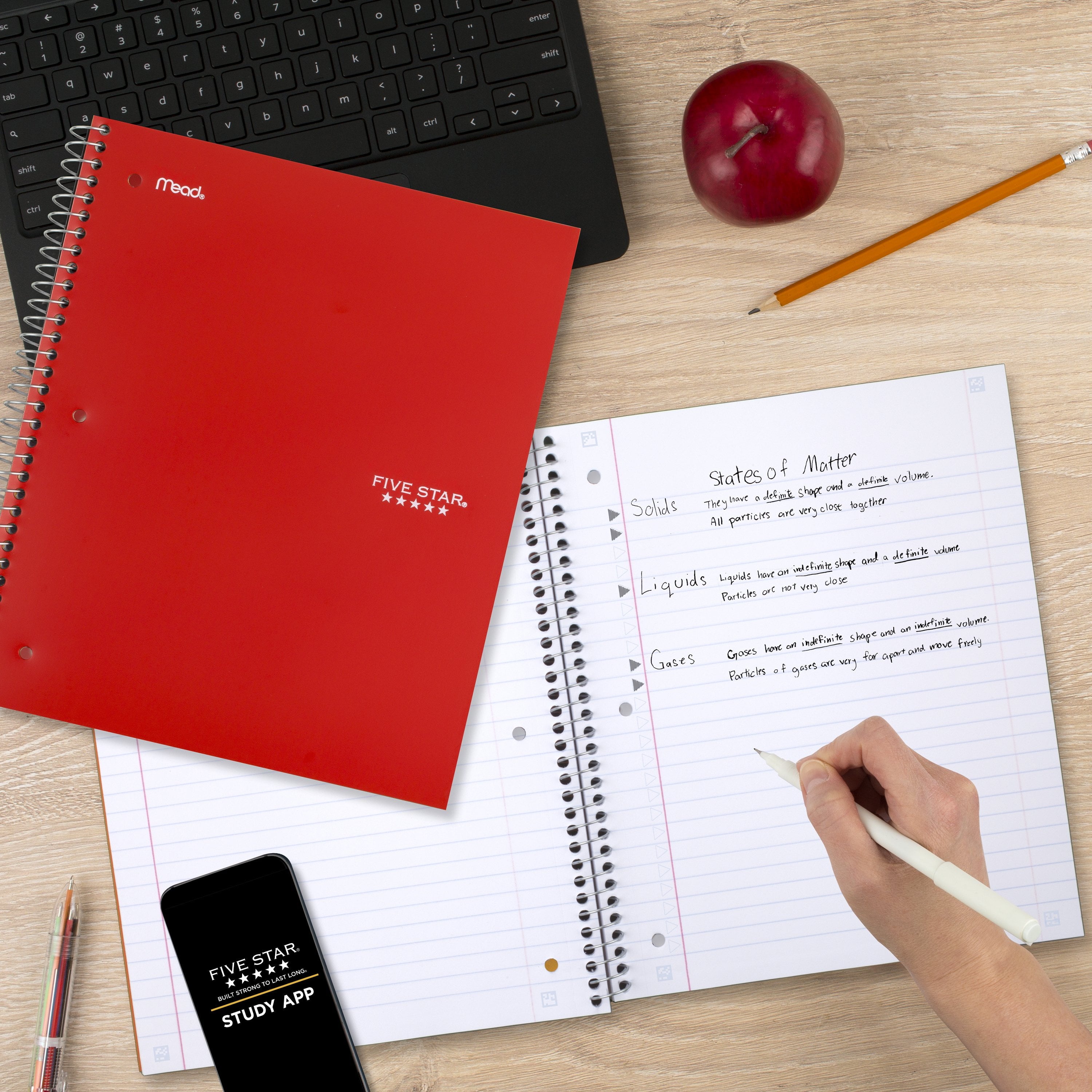 (2 pack) 1 Subject Wide Ruled Notebook Plus Study App, 8" x 10.5", Fire Red, Poly, Spiral, 100 Sheets - Image 4