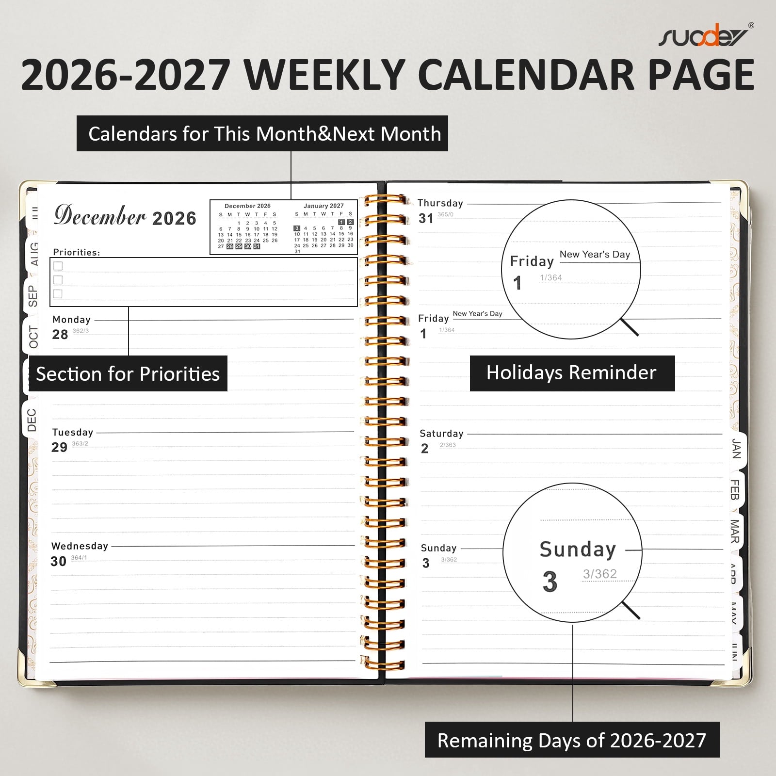 2026-2027 Academic Year Planner Calendar Notebook (JUL.2026-JUN.2027,6.3"x8.5")Daily Weekly Monthly Agenda Planner fo... - Image 2