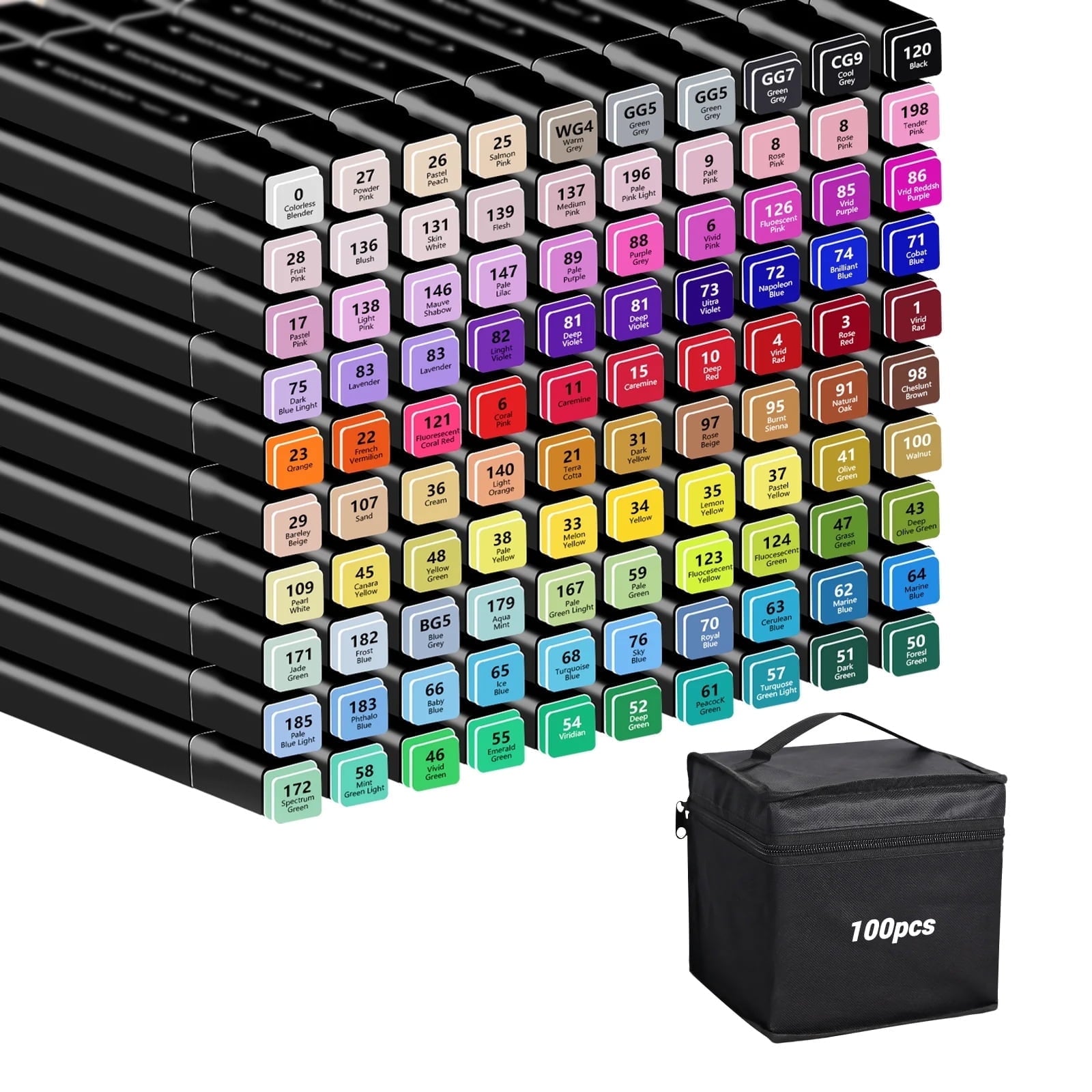 100 pcs Alcohol Markers Set, Double Ended Artist with Carrying Case Great for Coloring, Painting, Sketching, Card Mak...