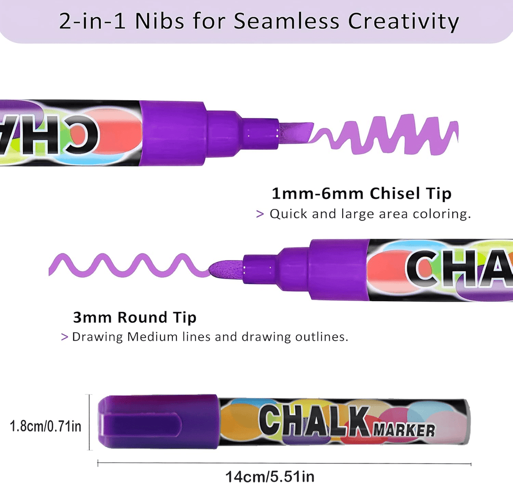Liquid Chalk Markers Pens,12 Colors Washable & Wet Erase Neon Chalk Makers for Blackboard,Chalkboard Signs,Glass Wind... - Image 4
