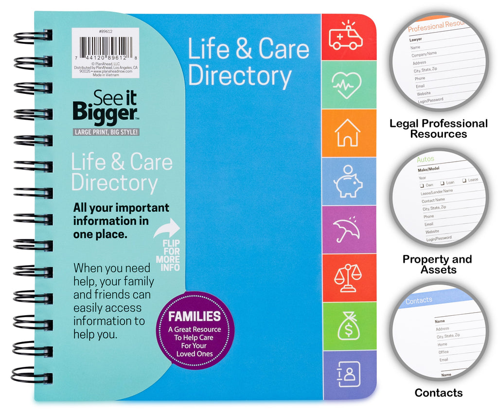 See it Bigger Life & Care Directory Planner Medium (7" x 7.5") Blue Undated - Image 3