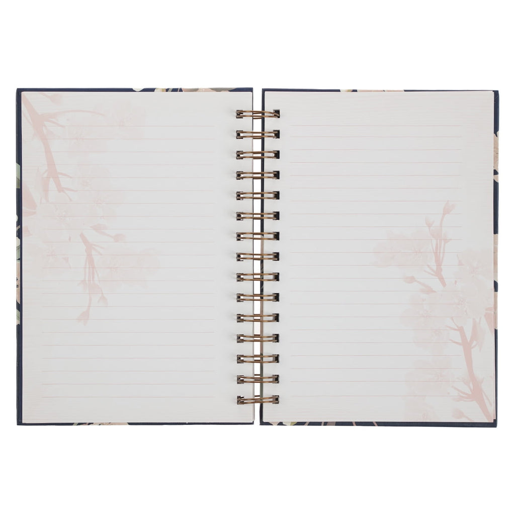 Inspirational Spiral Journal Notebook for Women It is Well Navy Blue Floral Wire Bound w/192 Ruled Pages, Large Hardc... - Image 4