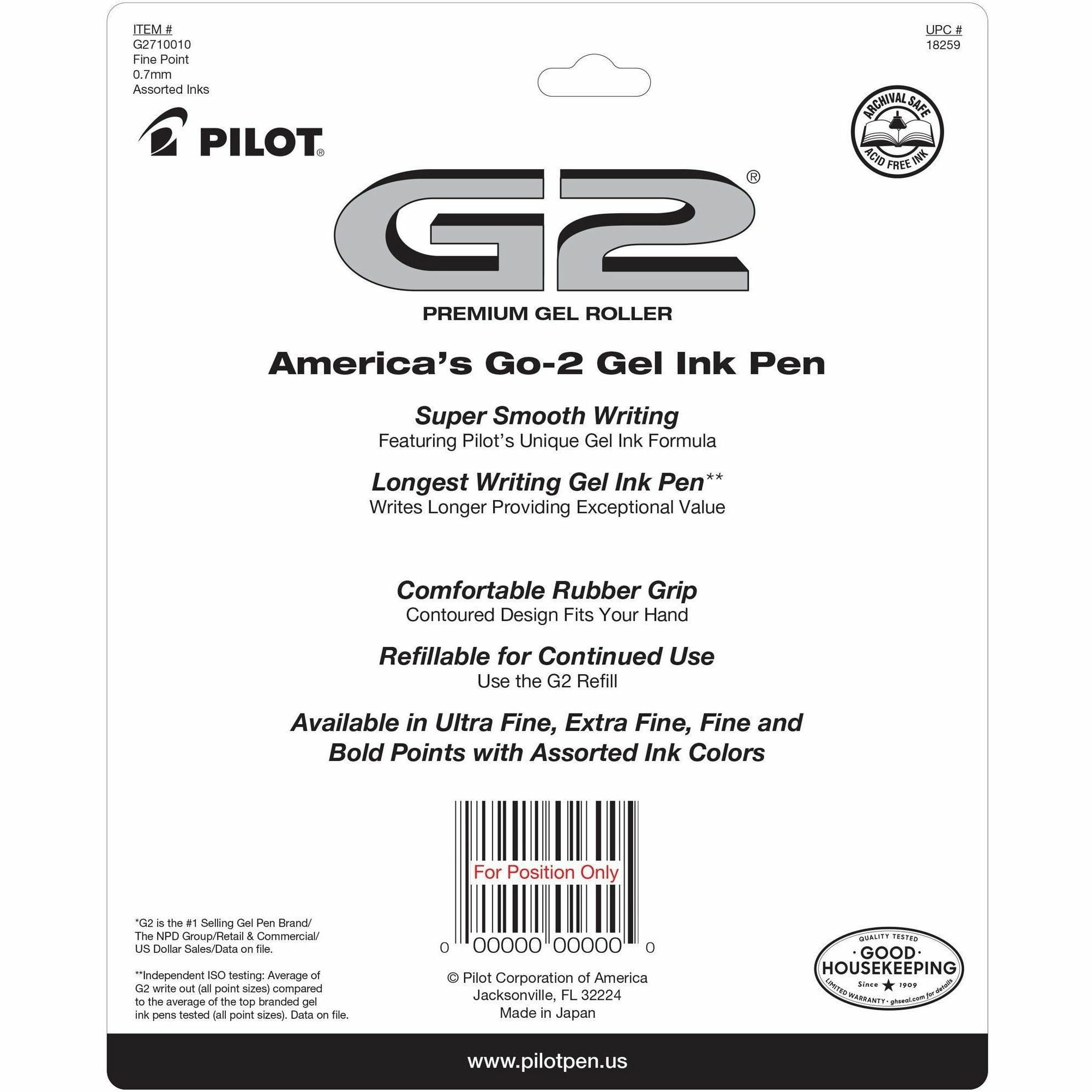 Pilot G2 Premium Retractable Gel Ink Pens Fine Point, Black and Blue Ink, 10 Count - Image 5
