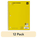 (12 pack) Wide Rule 1 Subject Notebook, 8” x 10.5”, Yellow, 70 Sheets, New