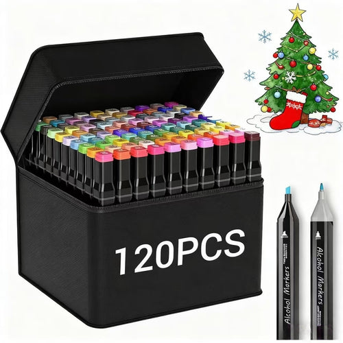 120 Colors Alcohol Markers Set, Dual Tip Art Markers，Drawing Markers