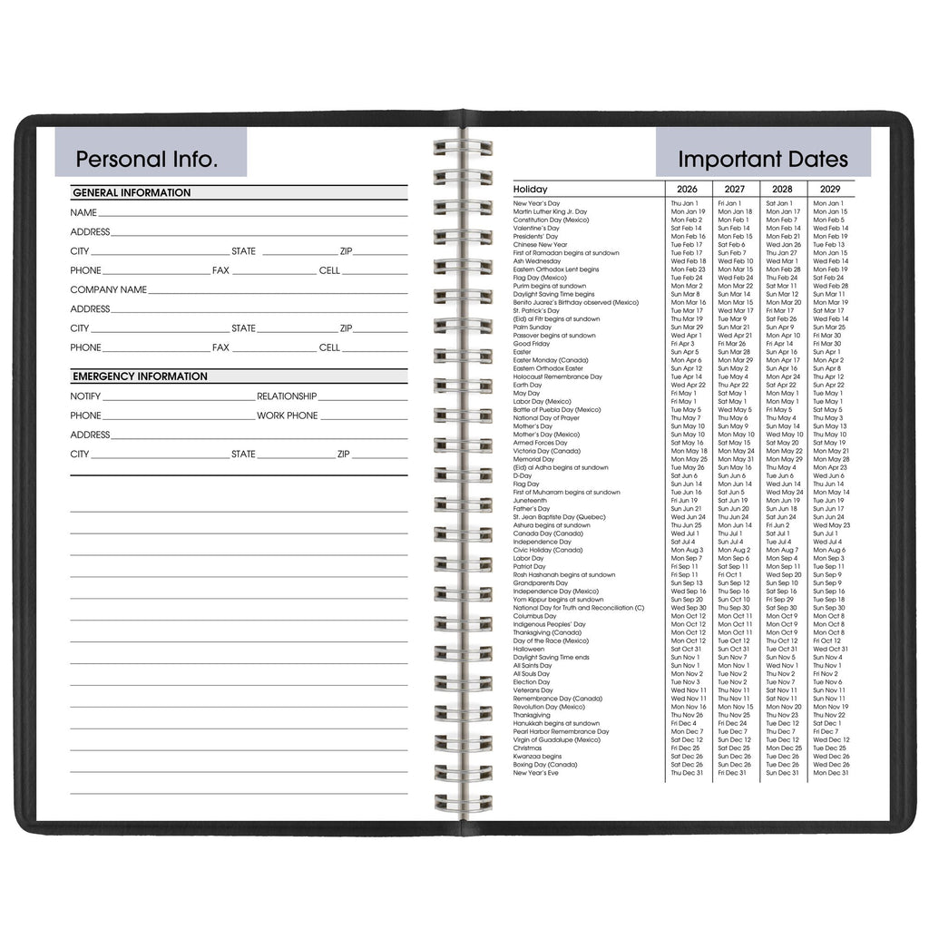 DayMinder 2026 Weekly Appointment Book Planner Black Small 5 x 8 - Image 6
