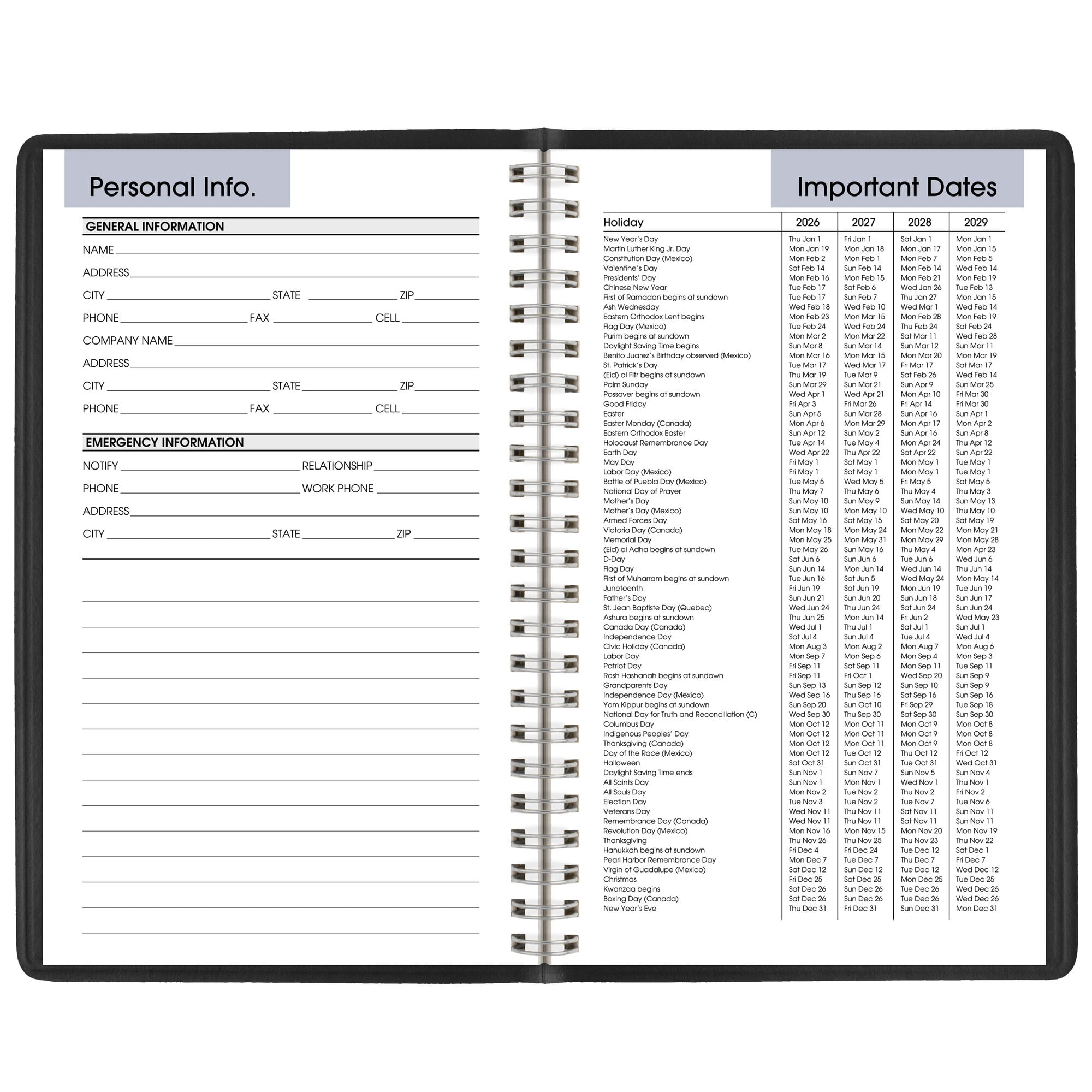 DayMinder 2026 Weekly Appointment Book Planner Black Small 5 x 8 - Image 6