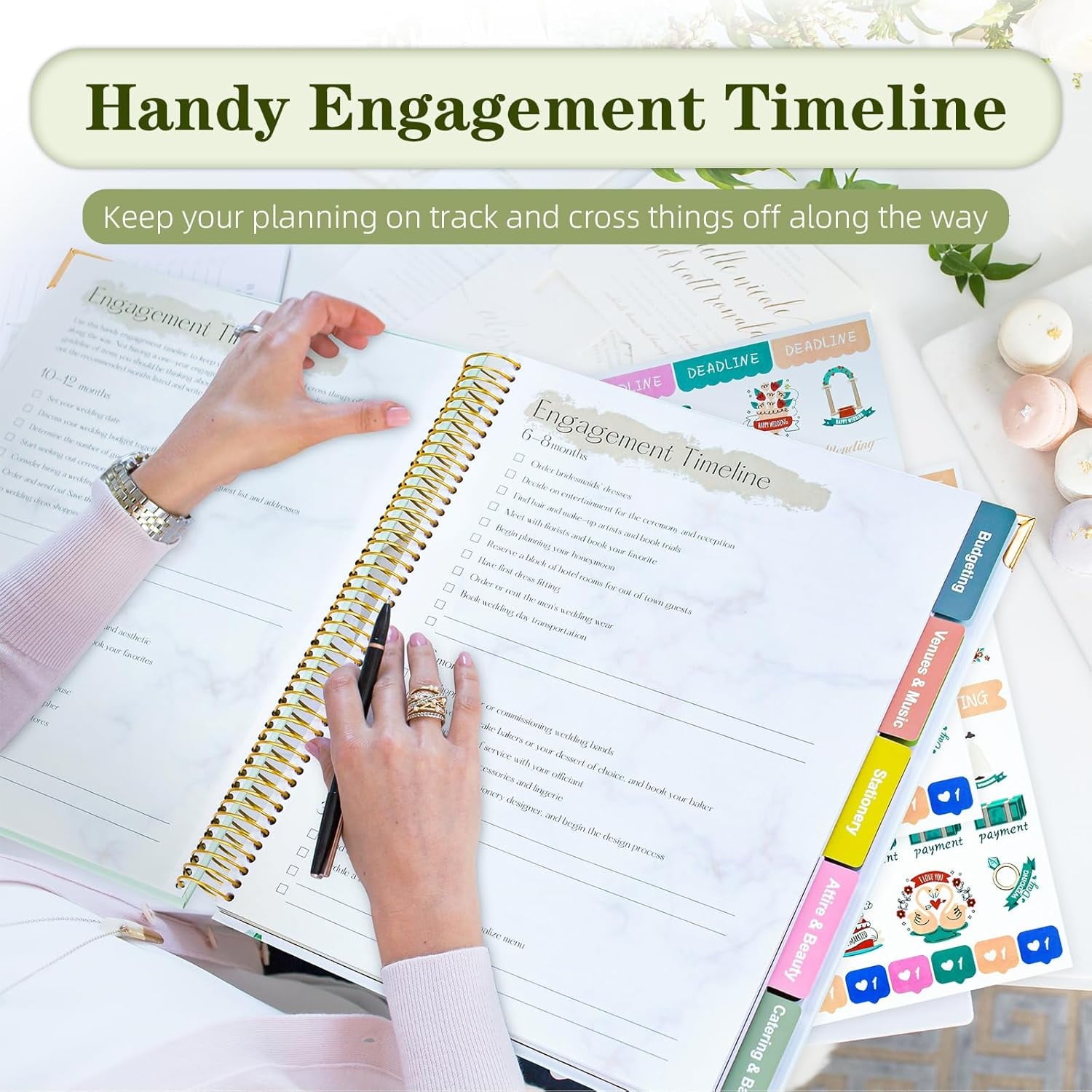Wedding Planner for Bride, Wedding Planning Book and Organizer Notebook with Stickers, Checklists & Calendars for Eng... - Image 6