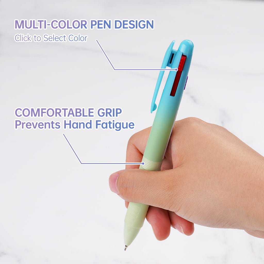 4-in-1 Retractable Gel Ink Pens Set of 6, 6 PCS Gradient Pens, Smooth 0.7mm Bullet Tip & Multicolor Quick-Dry Ink for... - Image 2