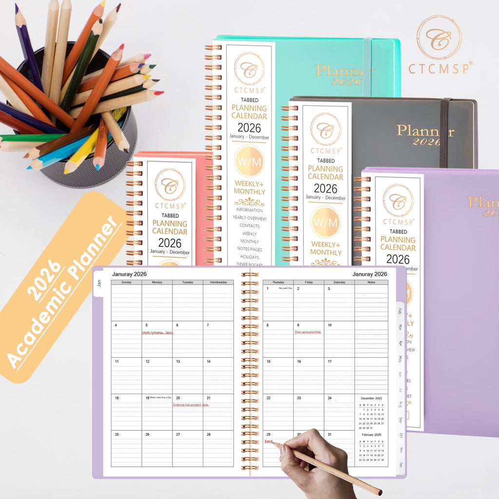 CTCMSP 2026 Planner Calendar Notebook Weekly Monthly Planner 2026 for School Student Teacher Office Supplies-January- December 2026(6.3"X8.5 - Image 6