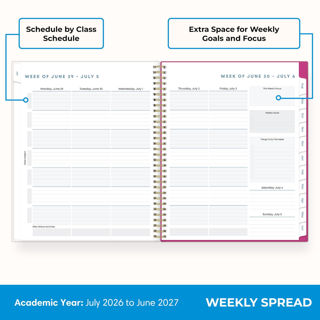 2026-2027 Weekly and Monthly Academic Year Student Planner Calendar, July 2026 - June 2027, 8.5" x 11", Flexible Cove... - Image 3