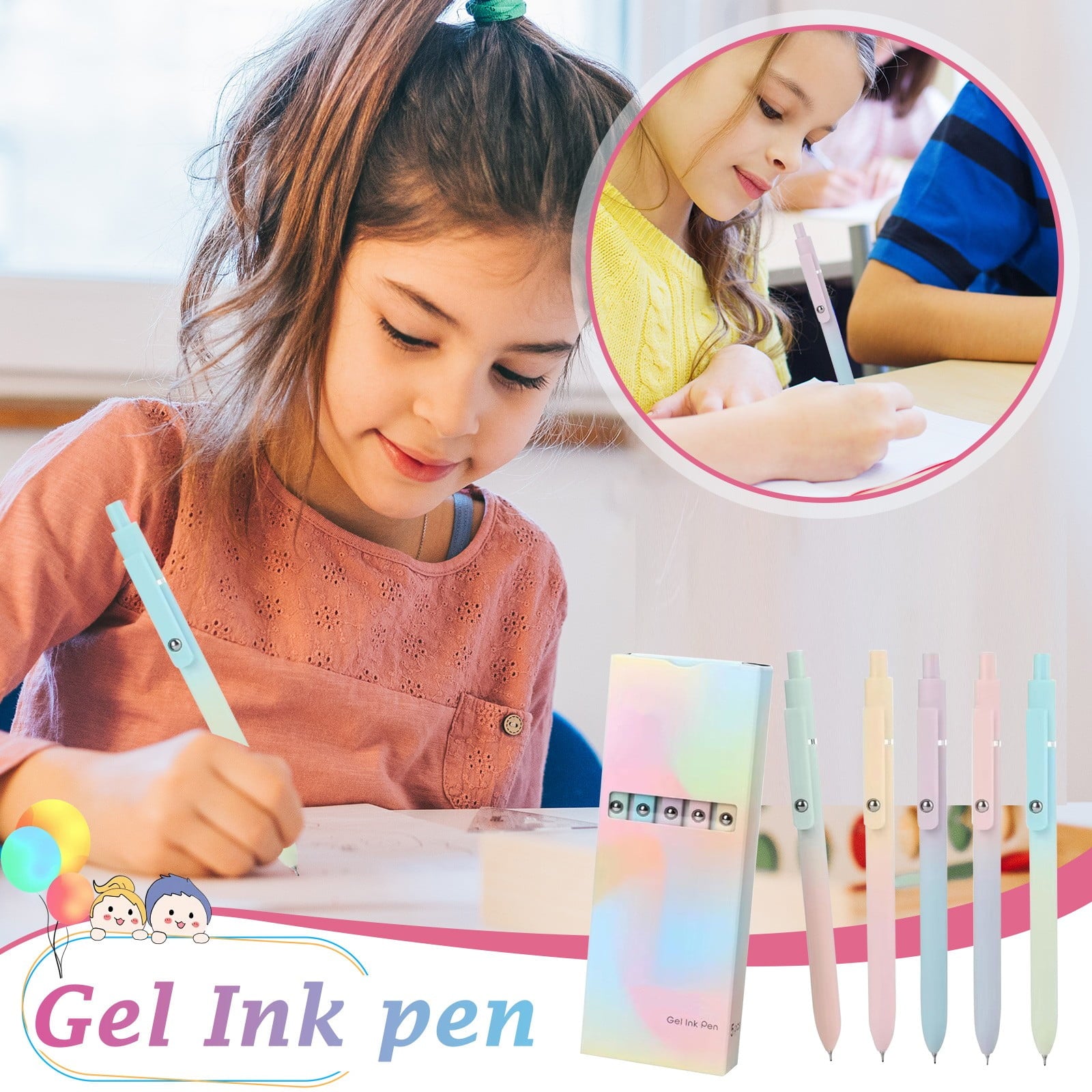 Gel Pens, Fine Point Pens, 5 Pack Rollerball Pen, Extra Fine Point Pens Black Liquid Gel Ink Pen Set, Fine Tip Pens for Writing Note Taking - Image 2