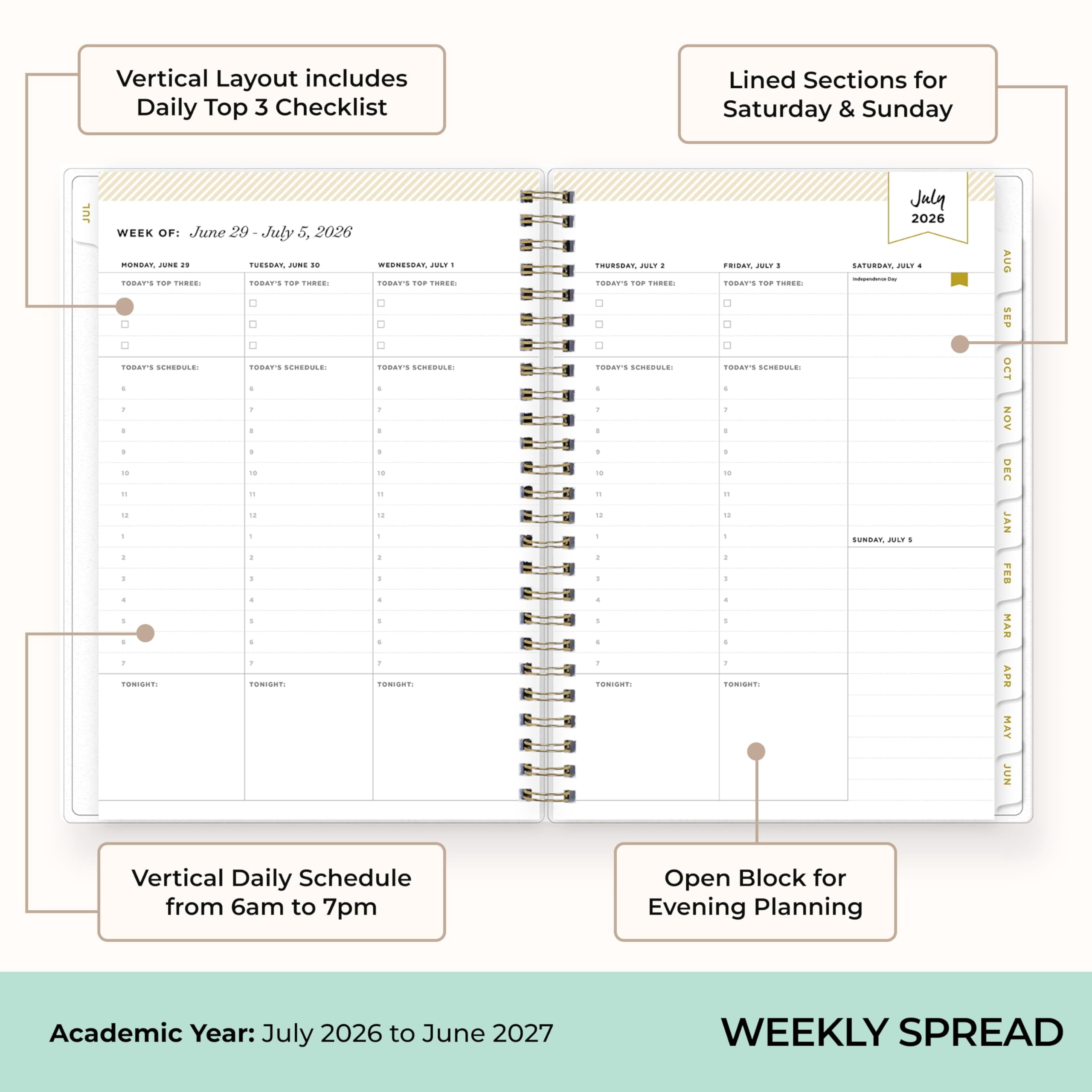 Blue Sky Day Designer 2026-2027 Weekly and Monthly Academic Year Planner Calendar, July 2026 - June 2027, 5.875" x 8.625",Storage Pocket, St - Image 3