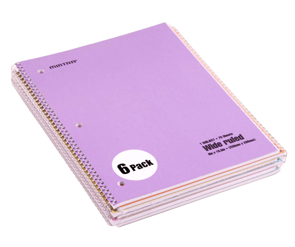 Pastel Spiral Notebook, Wide Ruled (70 Count, 6 Pack) - Image 3