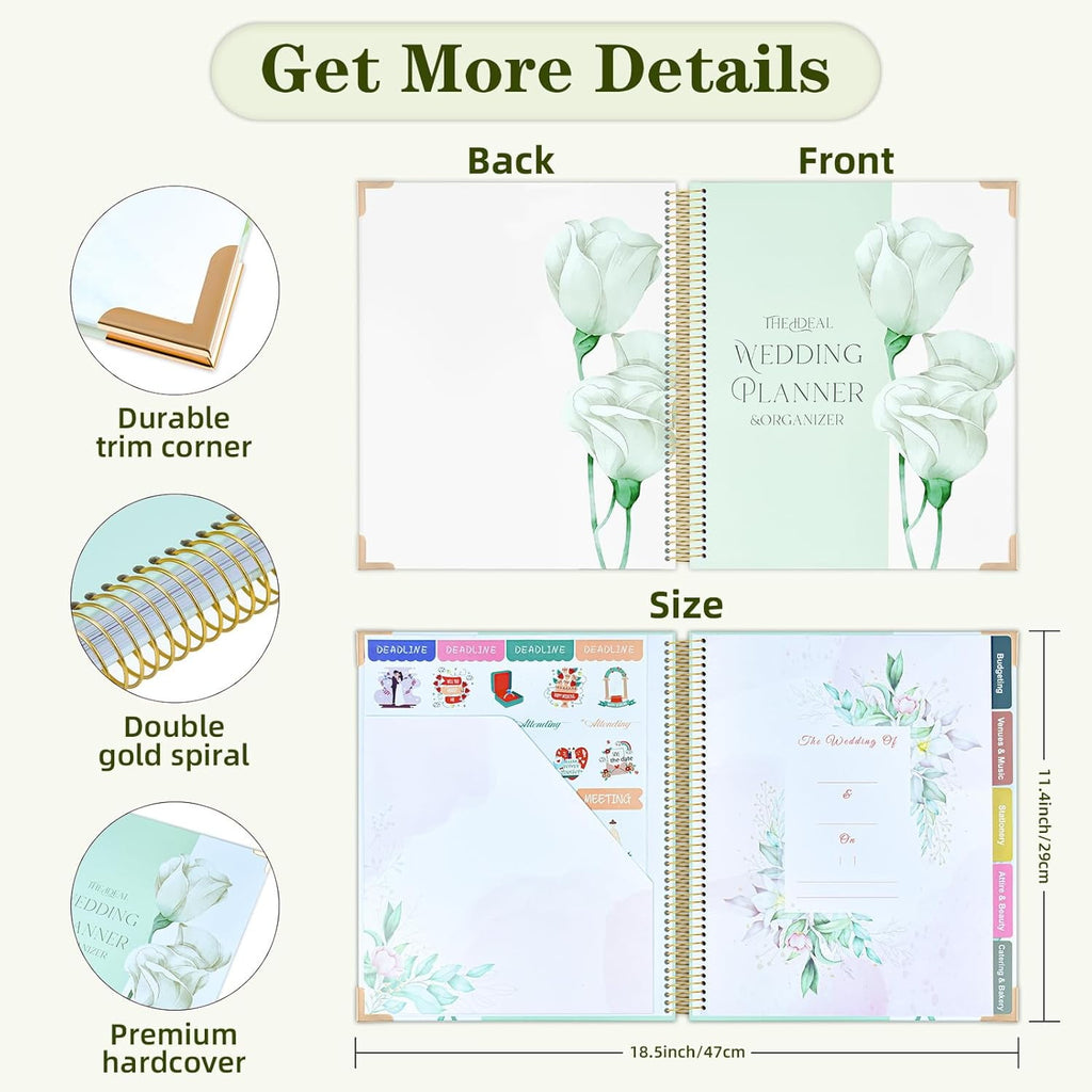 Wedding Planner for Bride, Wedding Planning Book and Organizer Notebook with Stickers, Checklists & Calendars for Eng... - Image 3