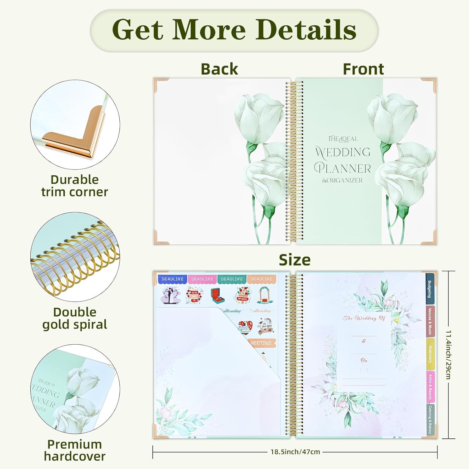 Wedding Planner for Bride, Wedding Planning Book and Organizer Notebook with Stickers, Checklists & Calendars for Eng... - Image 3