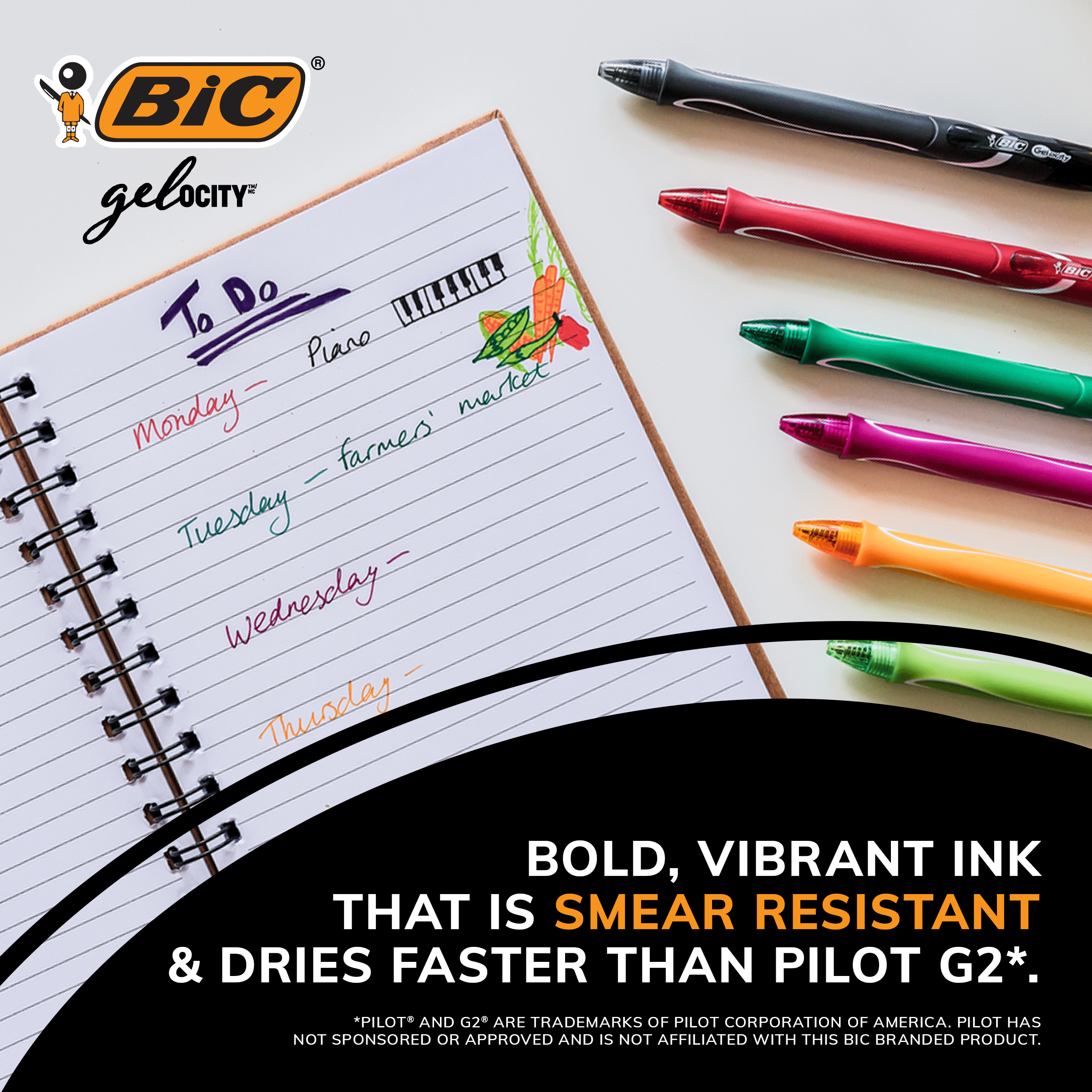 Gelocity Quick Dry Gel Pens, Black Ink, Medium Point (0.7mm), 4-Count - Image 2