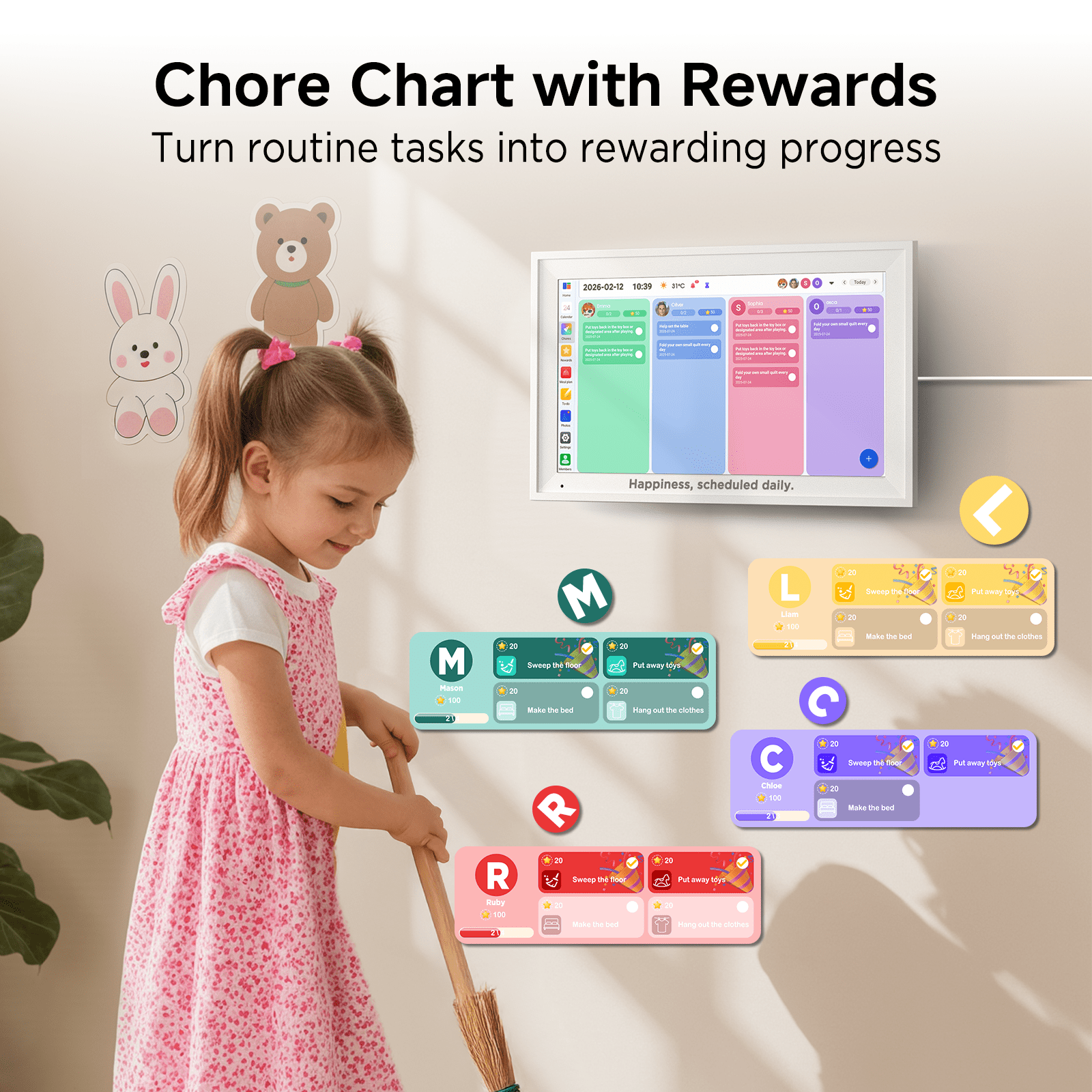 15.6-inch Smart Digital Calendar & 1080p Photo Frame, Wall Mount Family Schedule Organizer, Mother's Day Gift for Mom - Image 3