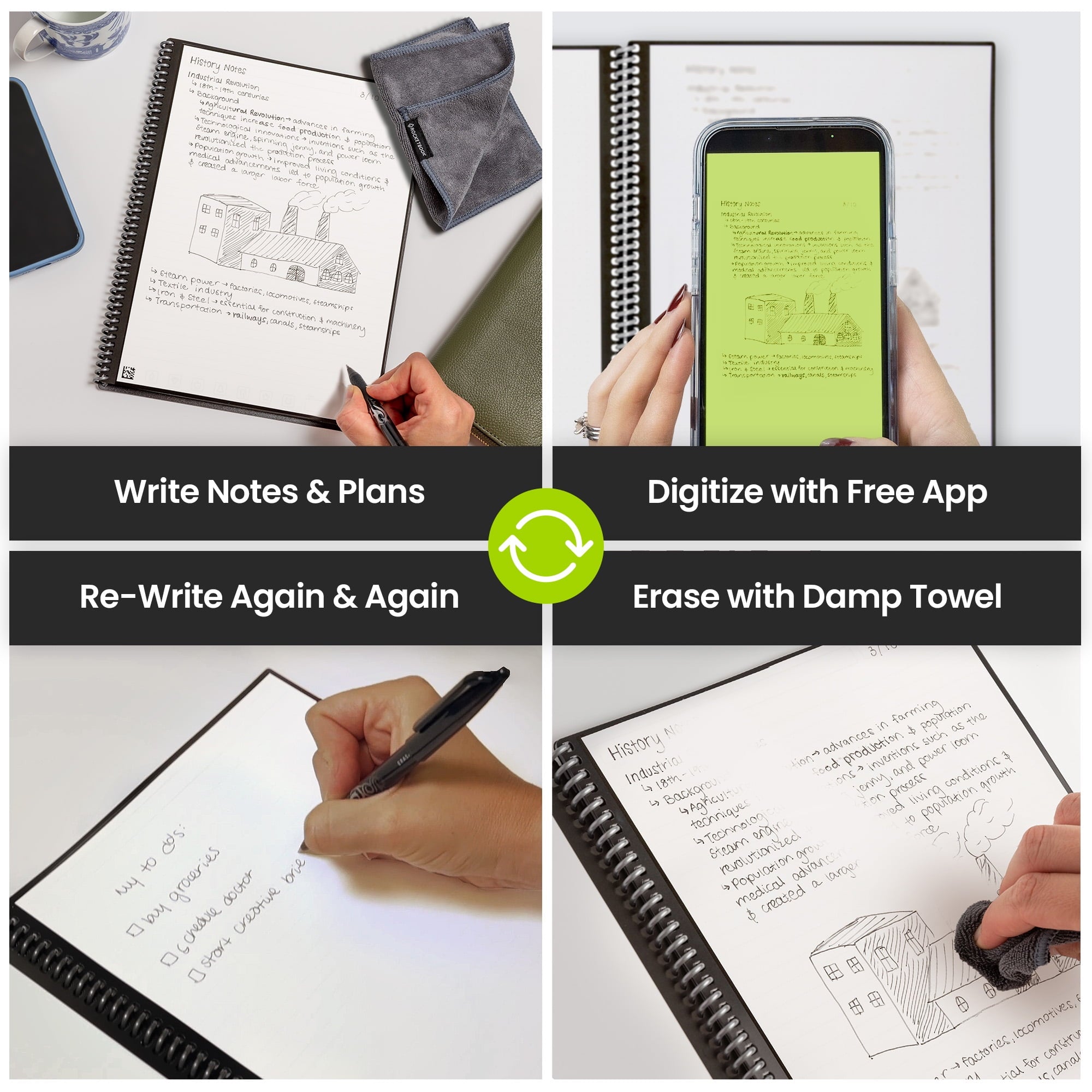 Core Smart Spiral Notebook, Dot-Grid and Lined Pages, 32 Pages, 8.5 x 11", Black - Image 5
