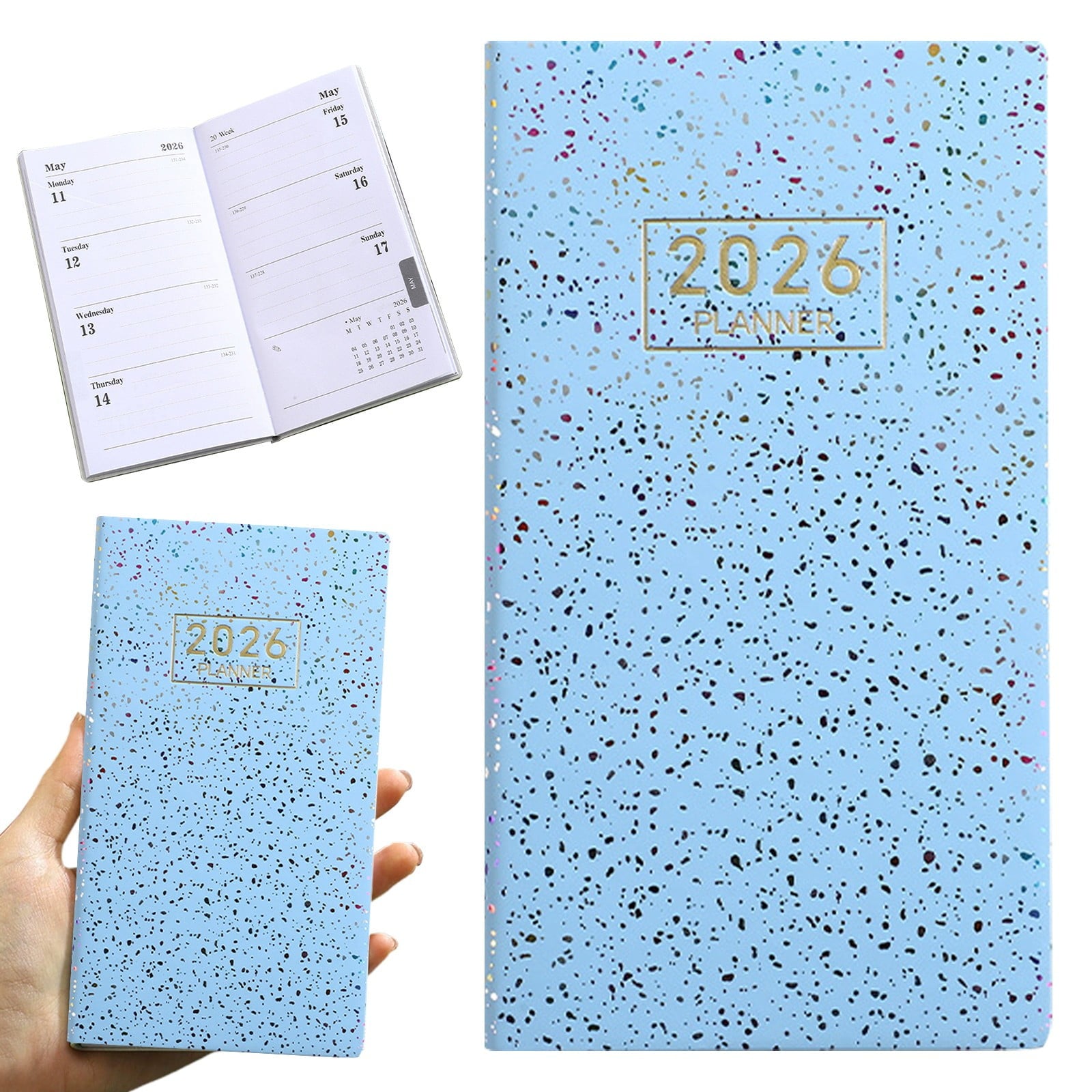 1Pc 2026 Pocket Calendar for Purse Small Mini Weekly And Monthly Planner, Thick Paper,Thin Cover,2026 Pocket Planner,A6 Weekly Planner Easy