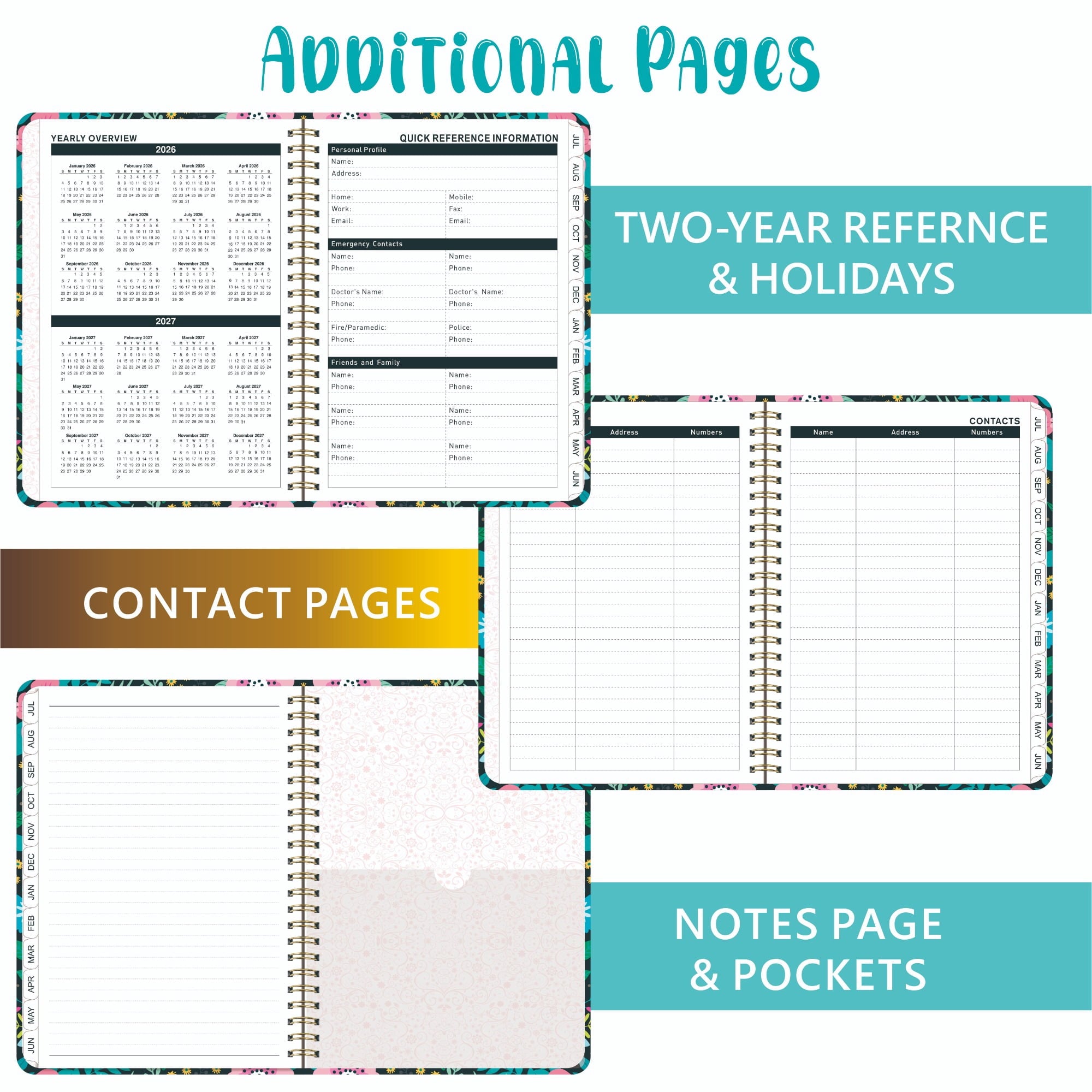 Daily Planner 2026-2027, 6.2 x 8.5 Inch Weekly & Monthly Organizer, Hardcover Agenda with Tabs & Notes - Image 3