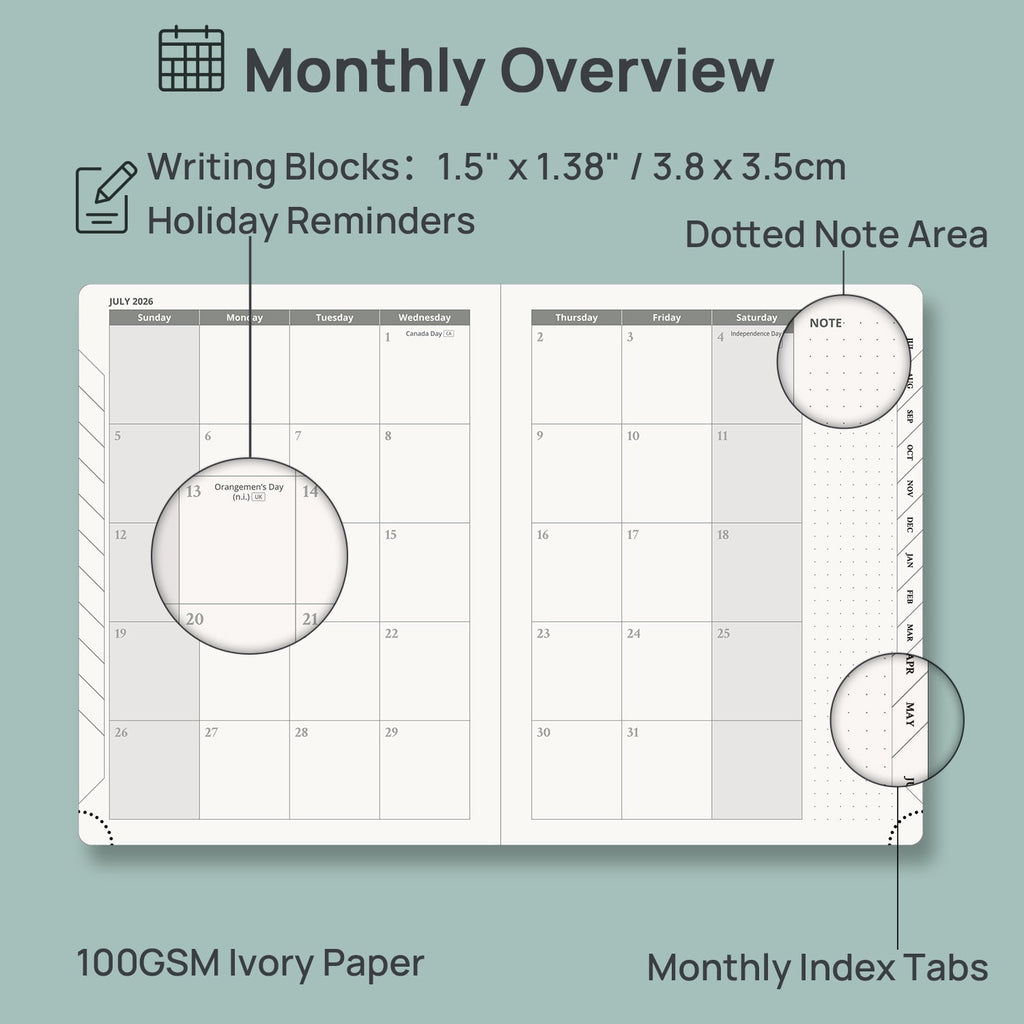 Academic Planner 2026-2027, 6.5"x8.5", Weekly and Monthly Calendar (Jul.26-Jun.27), Flexible Cover, Monthly Tabs,100 ... - Image 3