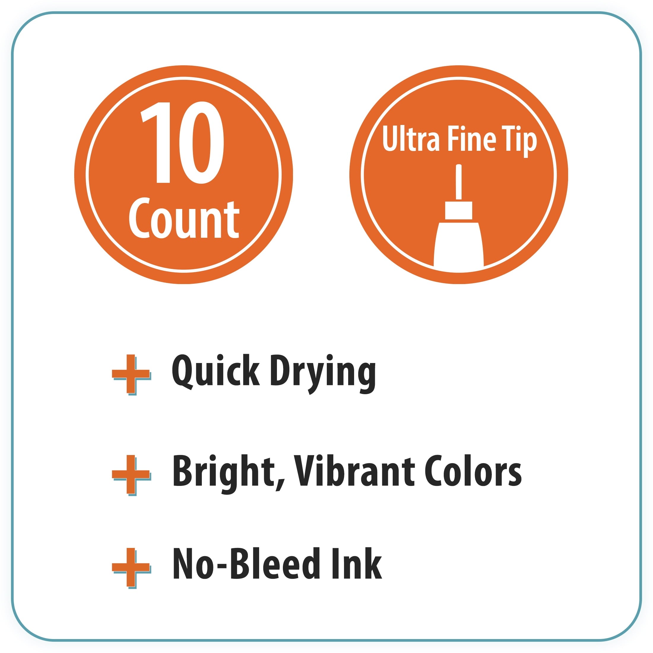 Pen+Gear Felt Tip Pens, Ultra Fine Point, Assorted Ink Colors, 10 Count - Image 4