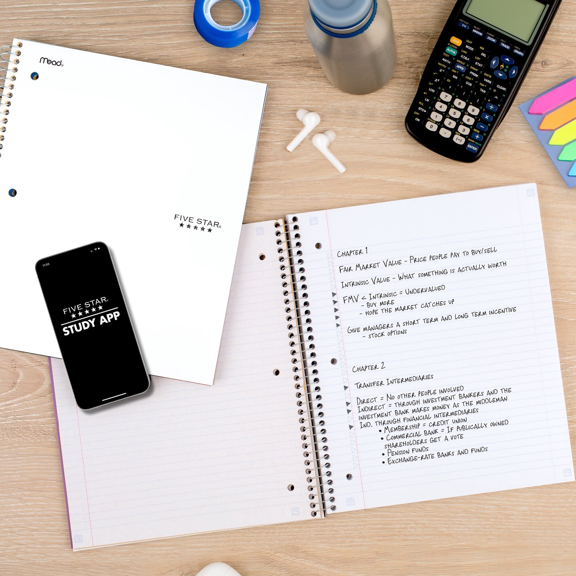 Notebook + Study App, 3 Subject, College Ruled, 8.5" x 11", White - Image 2