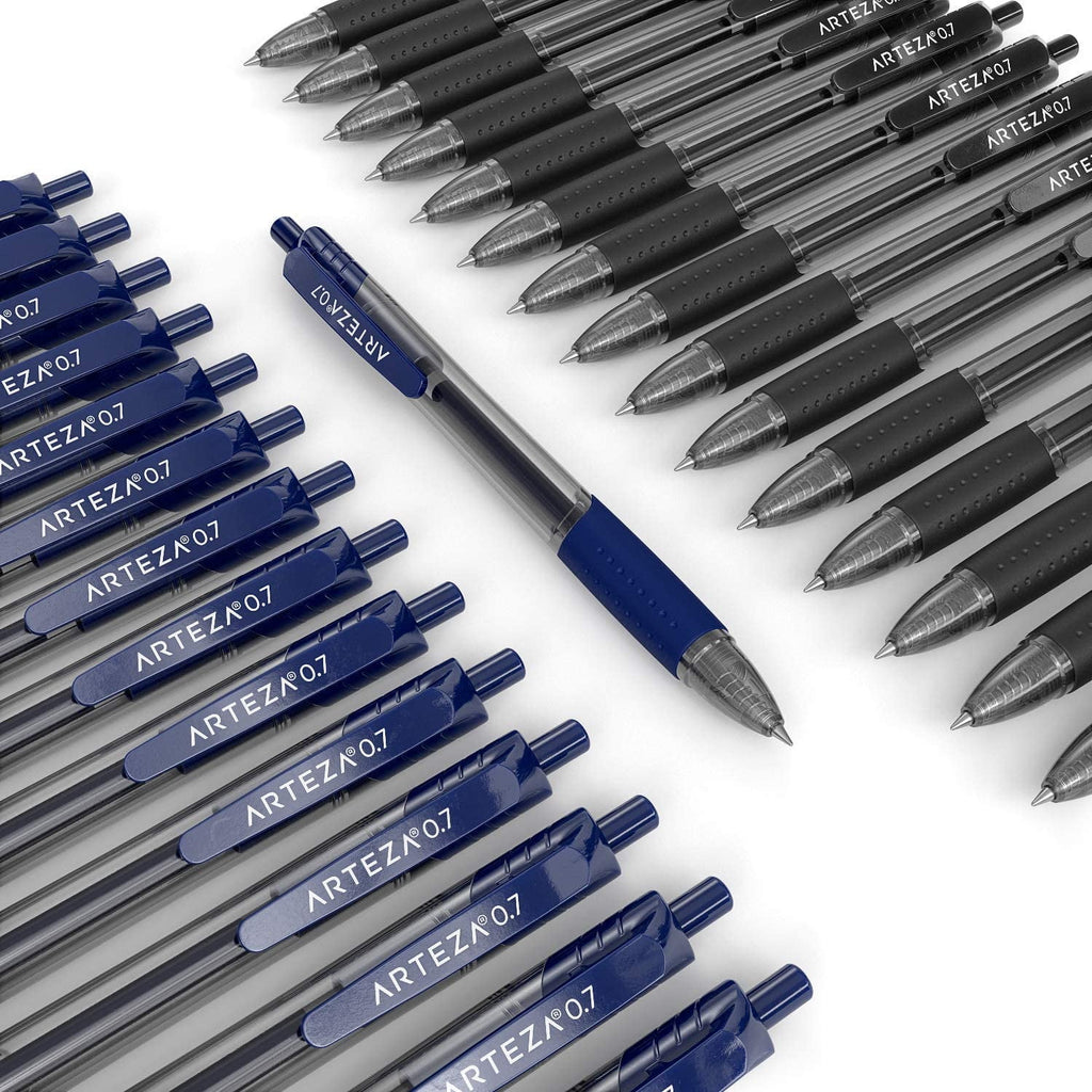 Retractable Gel Ink Pens Set, Black & Blue - Doodle, Draw, Journal - 30 Pack - Image 4