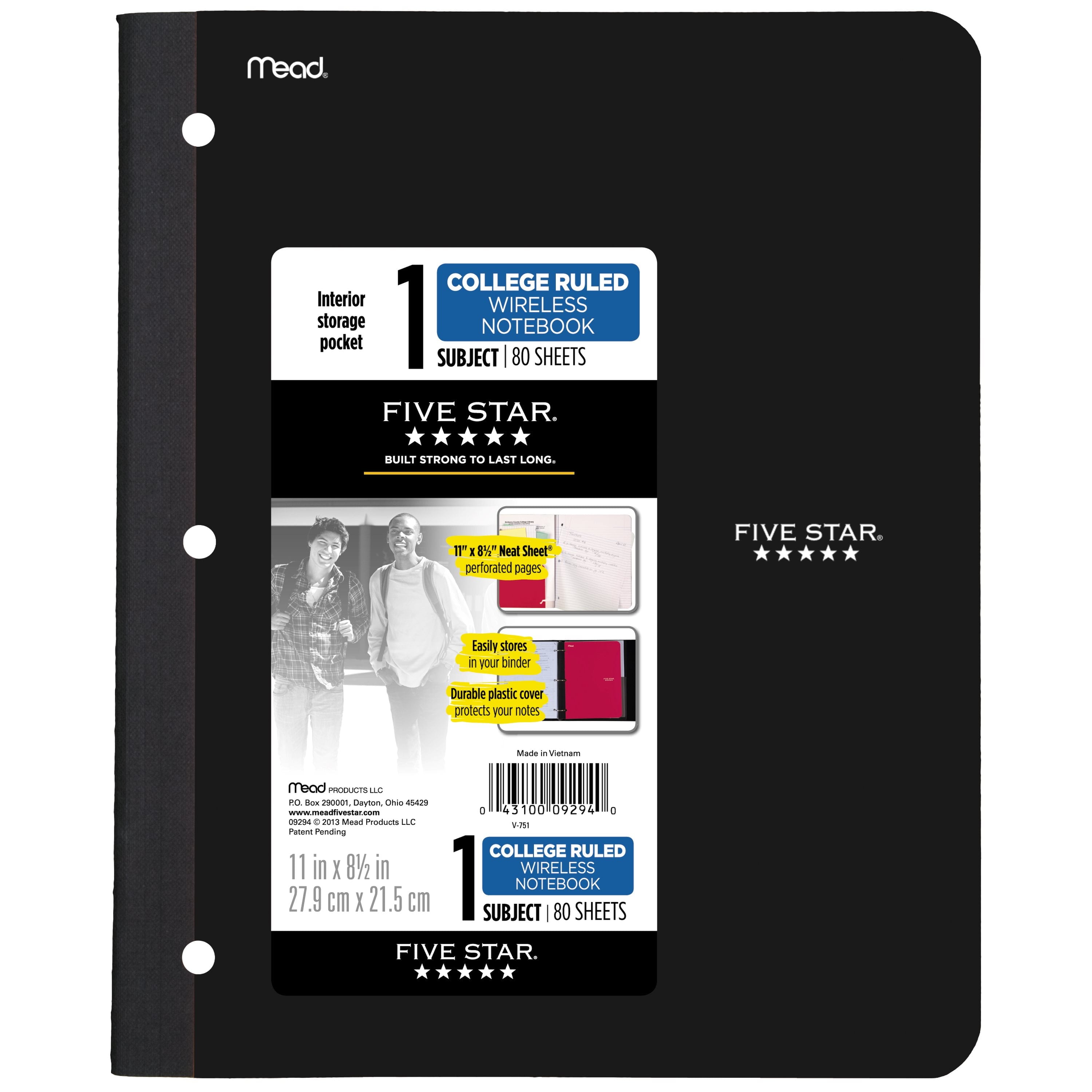 Five Star Wireless Notebook, 1 Subject, College Ruled,Assorted (09294) - Image 3